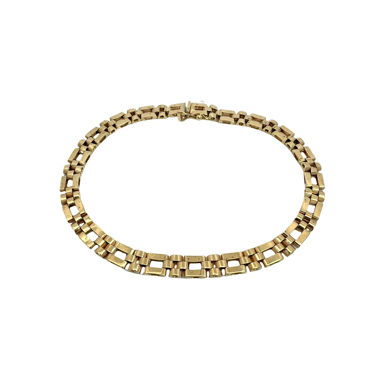 14k Yellow Gold Men's Interlocking Link Chain Bracelet0