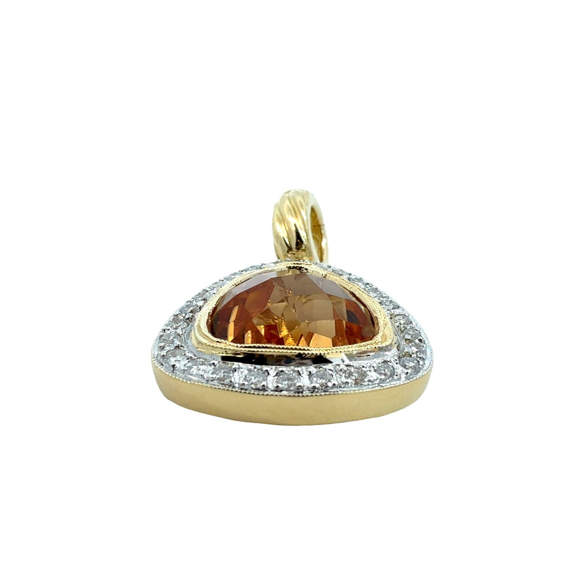 18k Multi-Tone Gold 5.14tcw Citrine with 0.34cttw Diamond Halo Pendant5