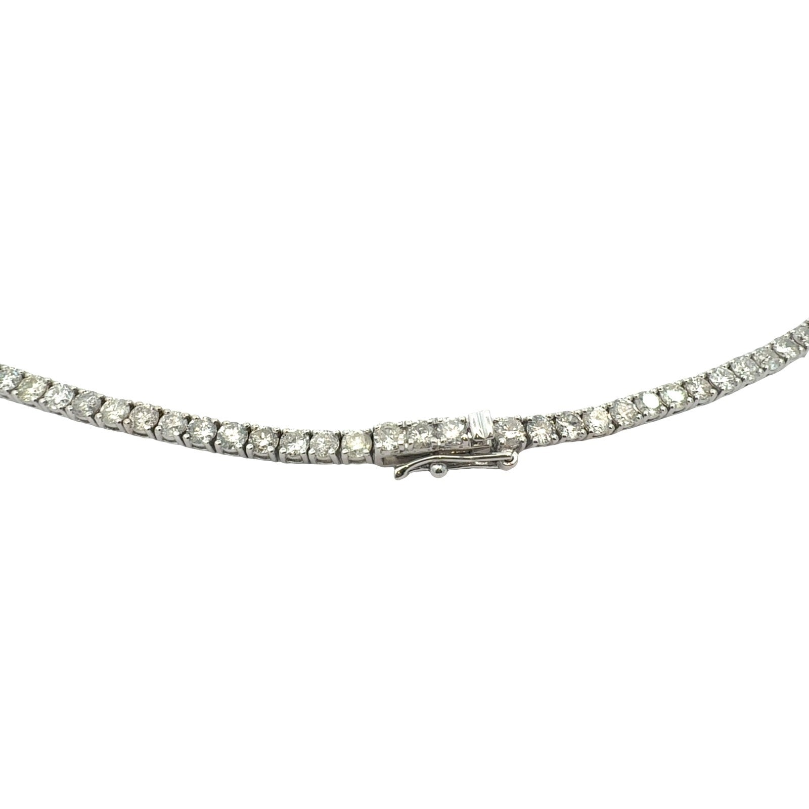 NEW 14k White Gold 10.35cttw Diamond Tennis Necklace 16"6
