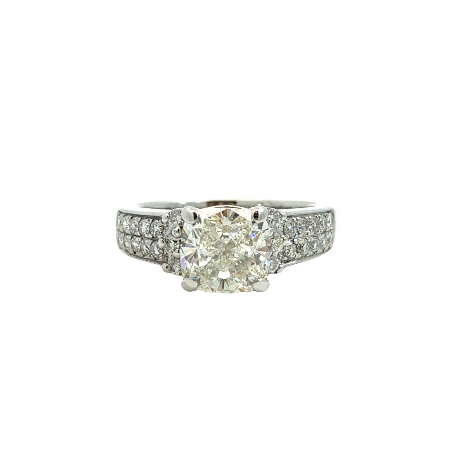 14k White Gold 1.83cttw(1.37tcw) Cushion-Cut Diamond Multi-Stone Engagement Ring0