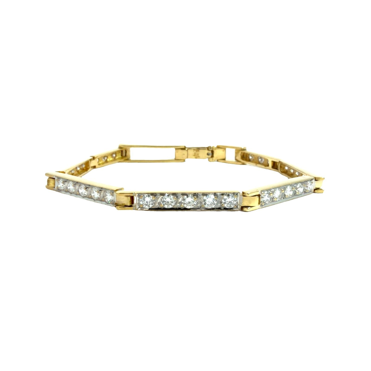 18k Yellow Gold 2.32ctw Channel Set Diamond Hinged Box Link Tennis Bracelet0