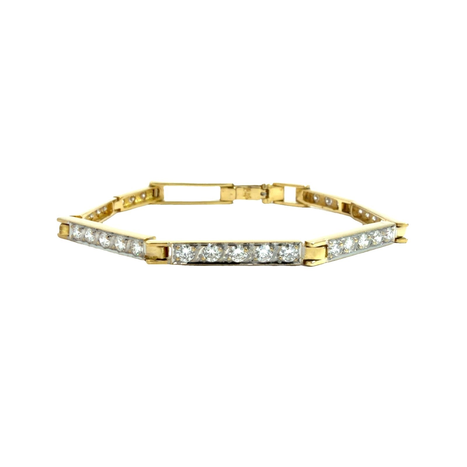 18k Yellow Gold 2.32ctw Channel Set Diamond Hinged Box Link Tennis Bracelet0
