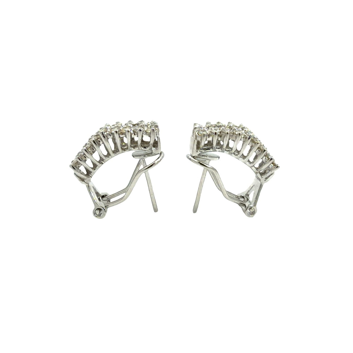 14k White Gold 1.00cttw Diamond Cluster Quarter Hoop Earrings1