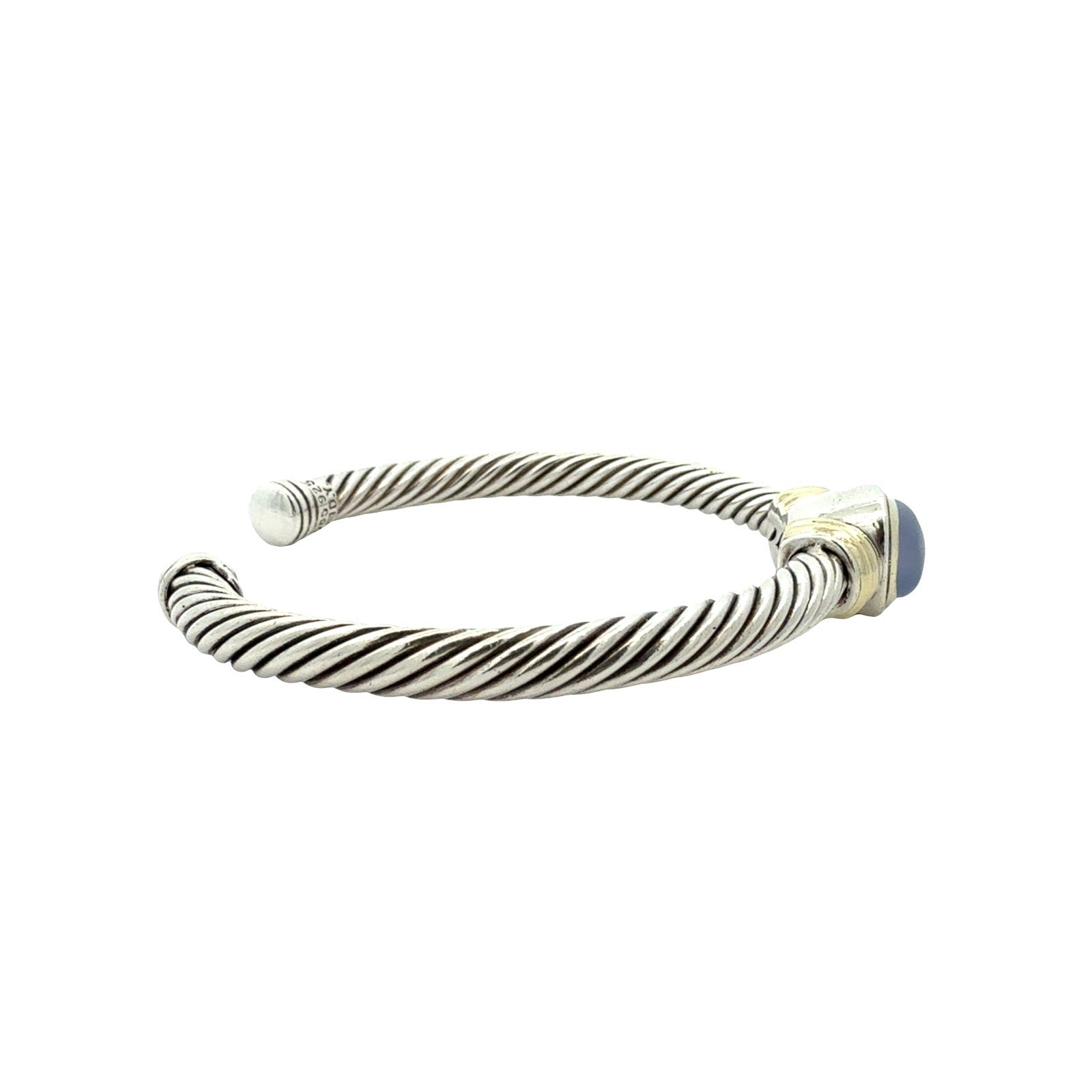 David Yurman Sterling Silver 14k Yellow Gold & Moonstone Cable Cuff Bracelet2