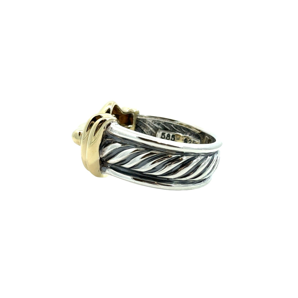 David Yurman Sterling Silver and 14k Yellow Gold Two-Tone Cable Buckle Ring2
