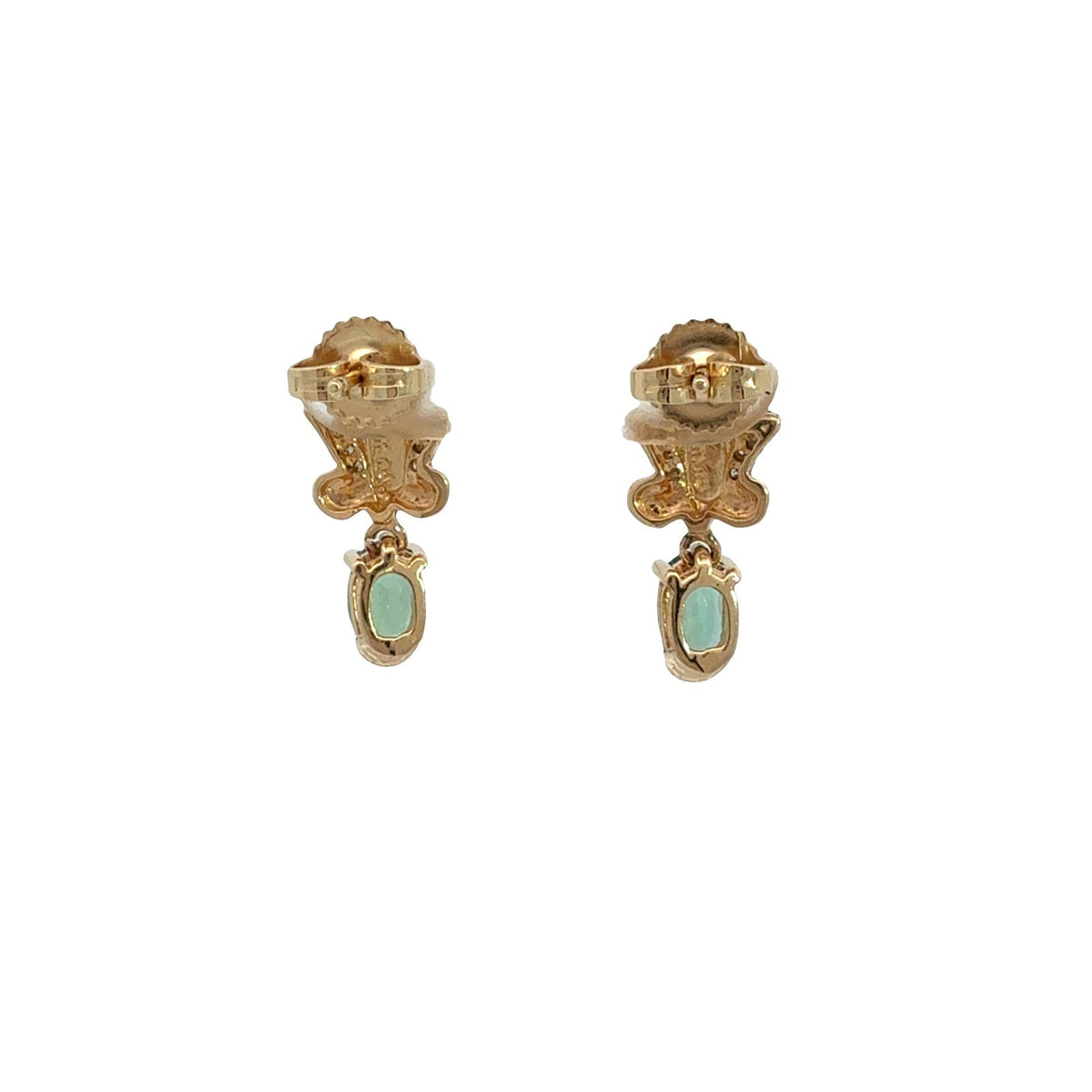 Vintage 14k Yellow Gold 0.05cttw Diamond and 1.03cttw Chrysoberyl Drop Earrings3