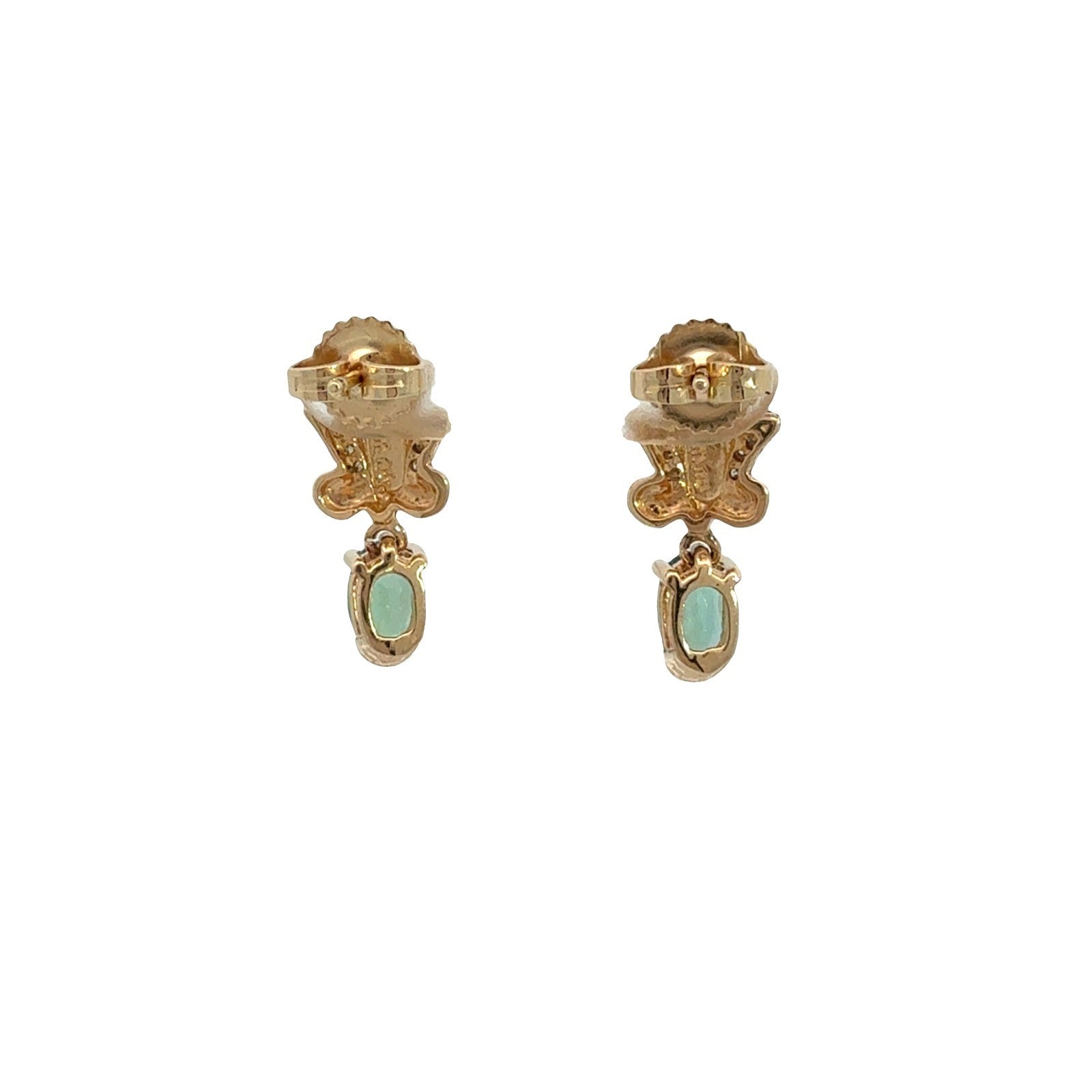Vintage 14k Yellow Gold 0.05cttw Diamond and 1.03cttw Chrysoberyl Drop Earrings3