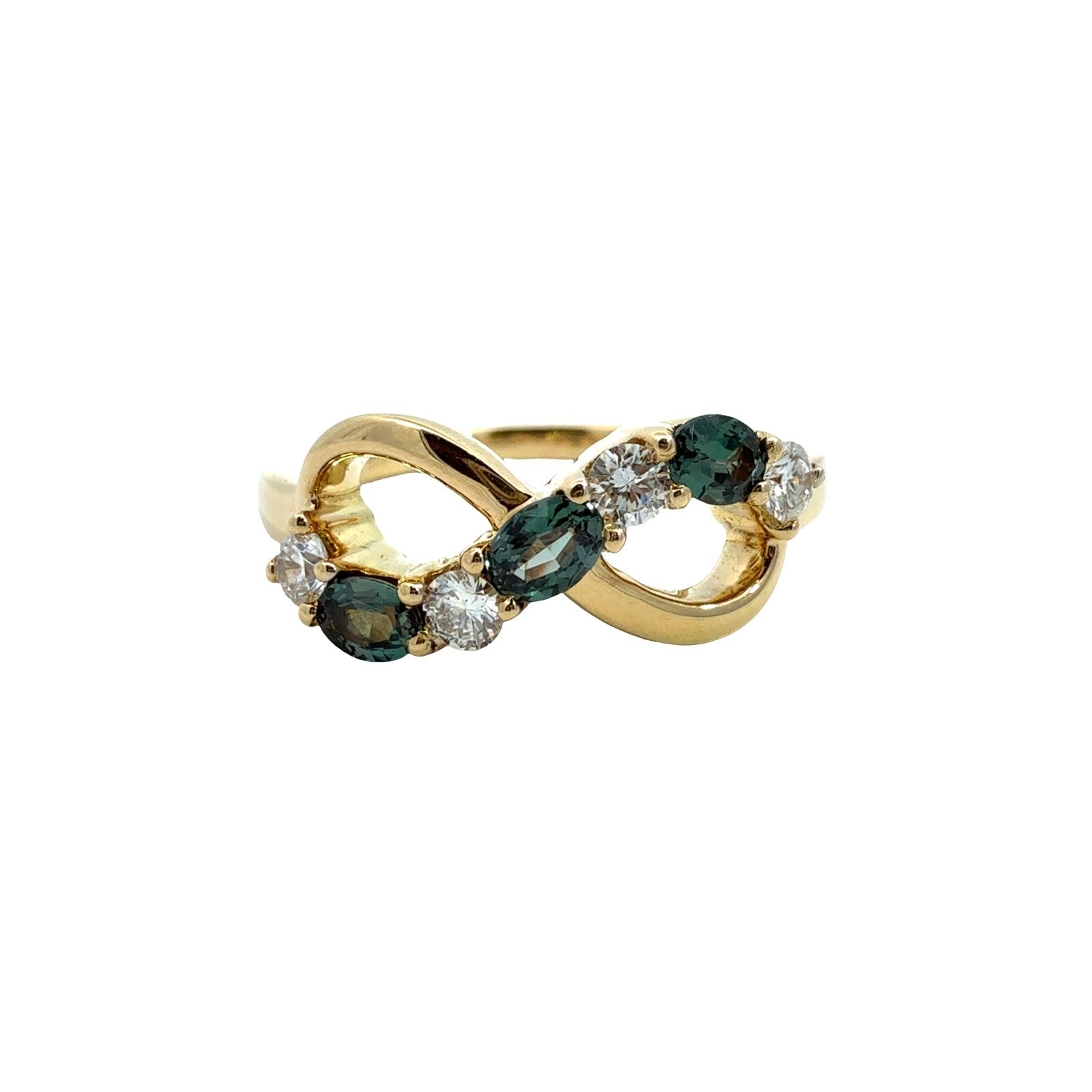 18k Yellow Gold 0.43cttw Alexandrite and 0.26cttw Diamond Infinity Ring0