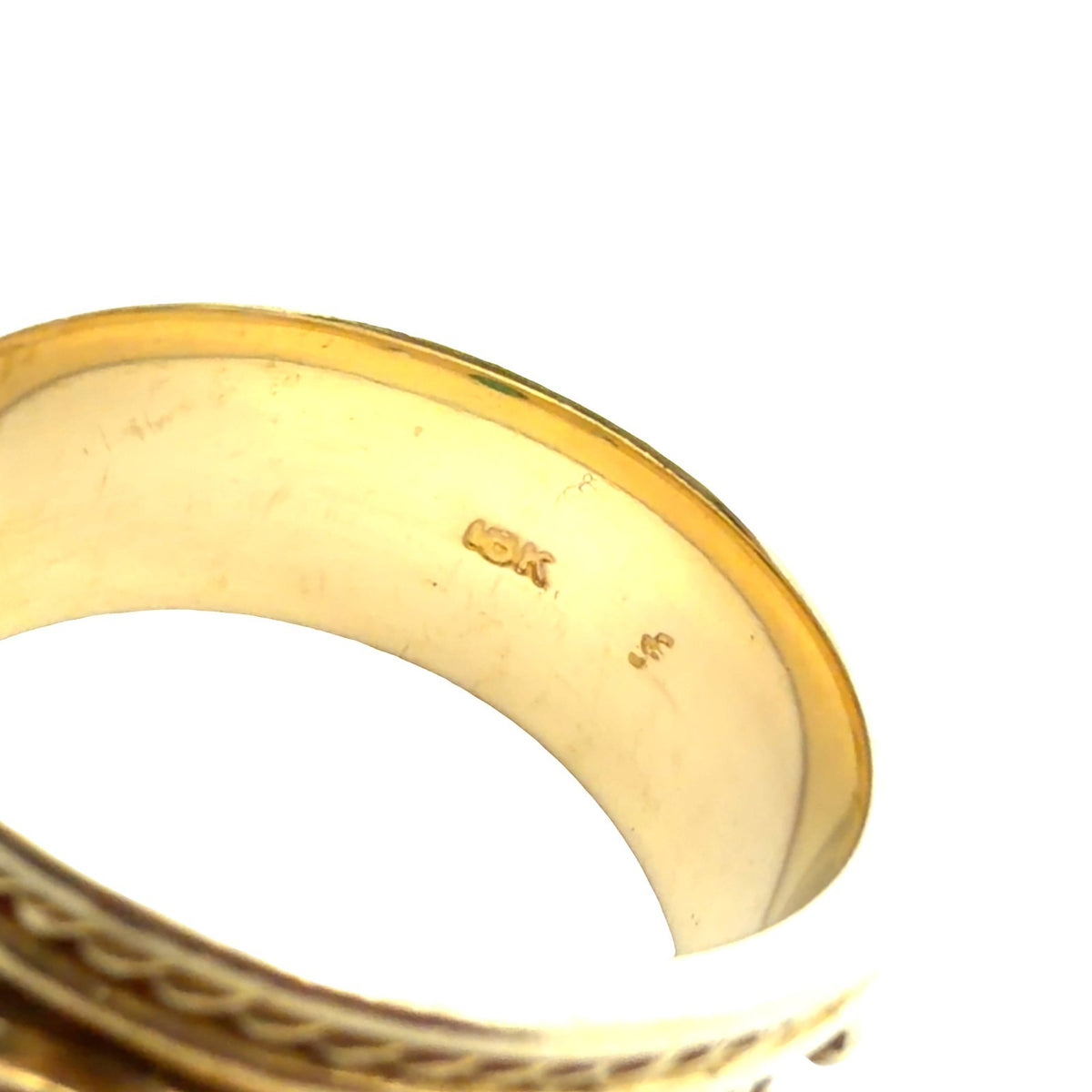 Vintage 18k Yellow Gold 0.48ctw Cabochon Emerald and 0.12ctw Diamond Band4