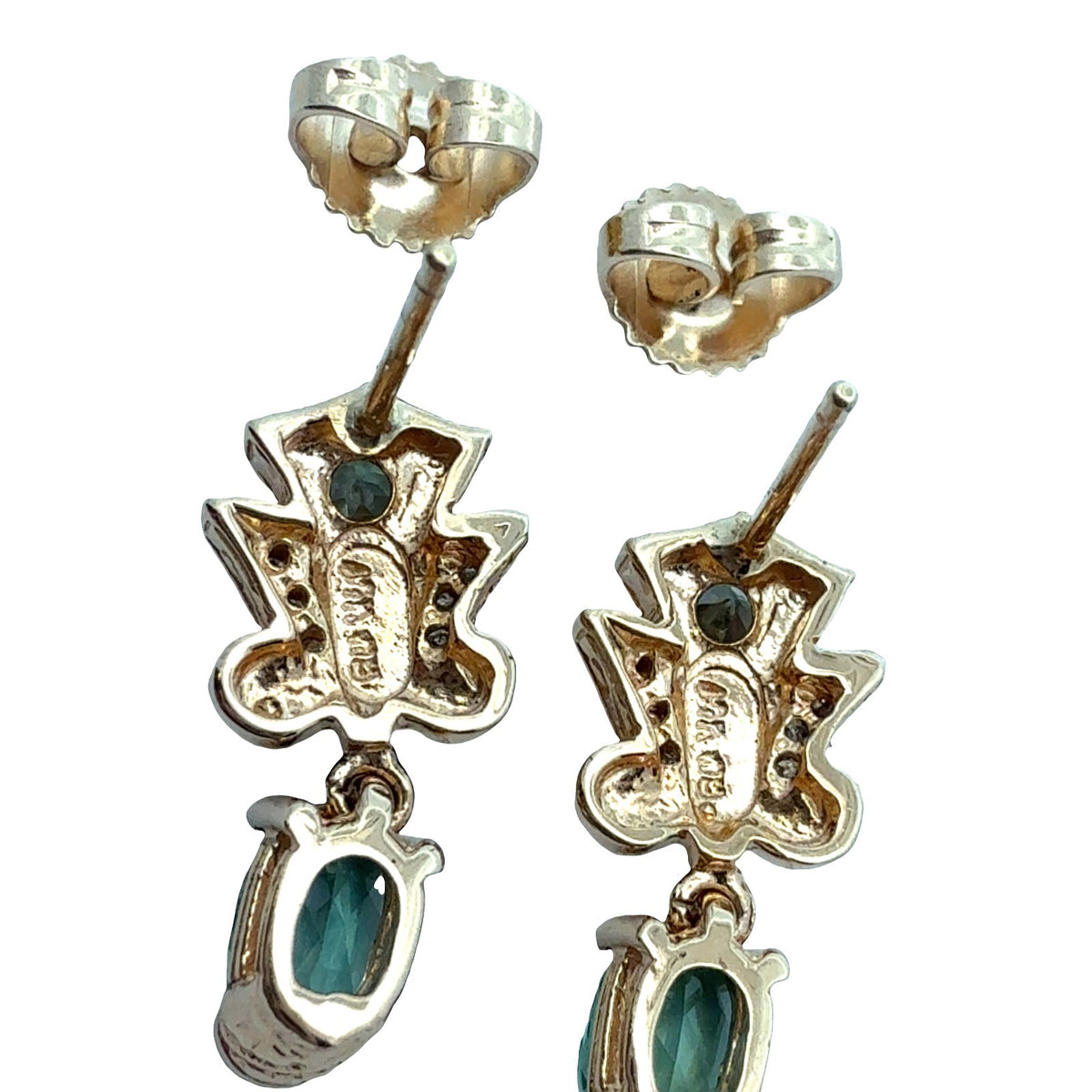 Vintage 14k Yellow Gold 0.05cttw Diamond and 1.03cttw Chrysoberyl Drop Earrings4