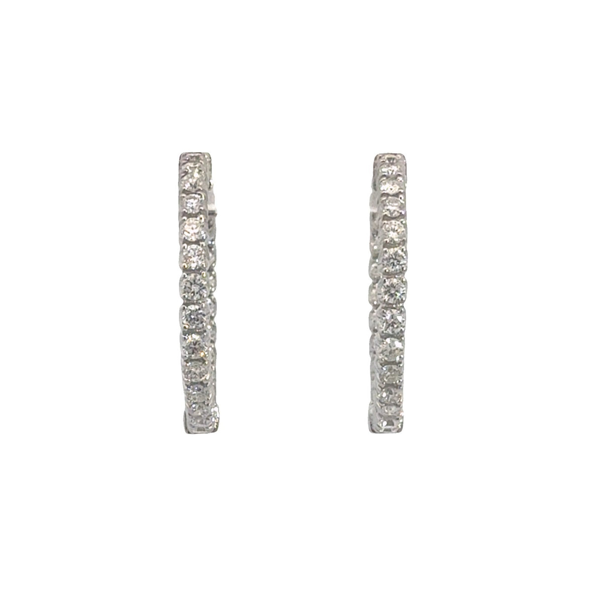 14k White Gold and 1.56ctw Diamond Hoop Earrings0