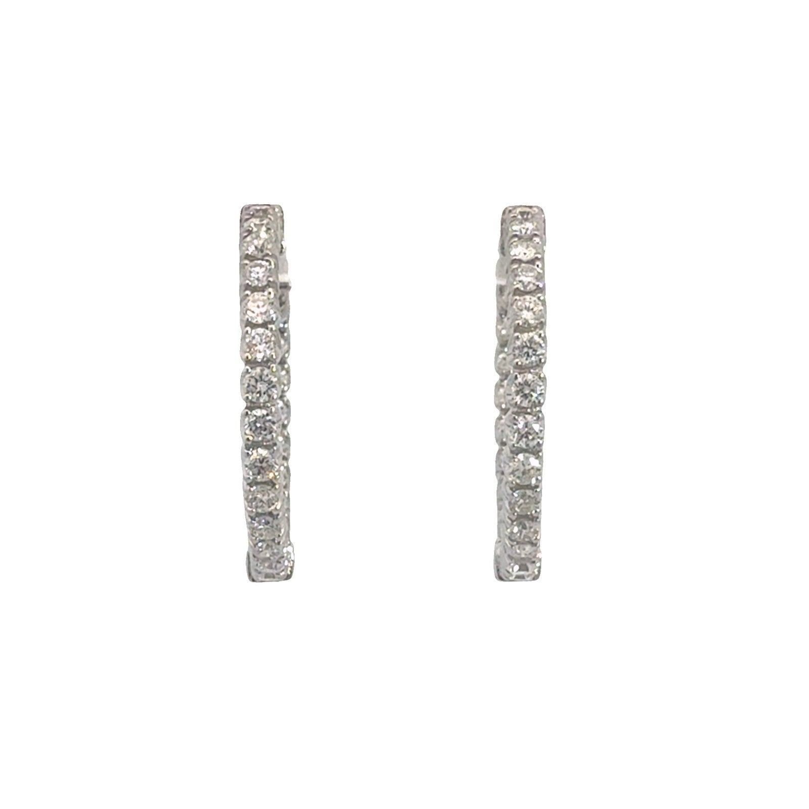 14k White Gold and 1.56ctw Diamond Hoop Earrings0