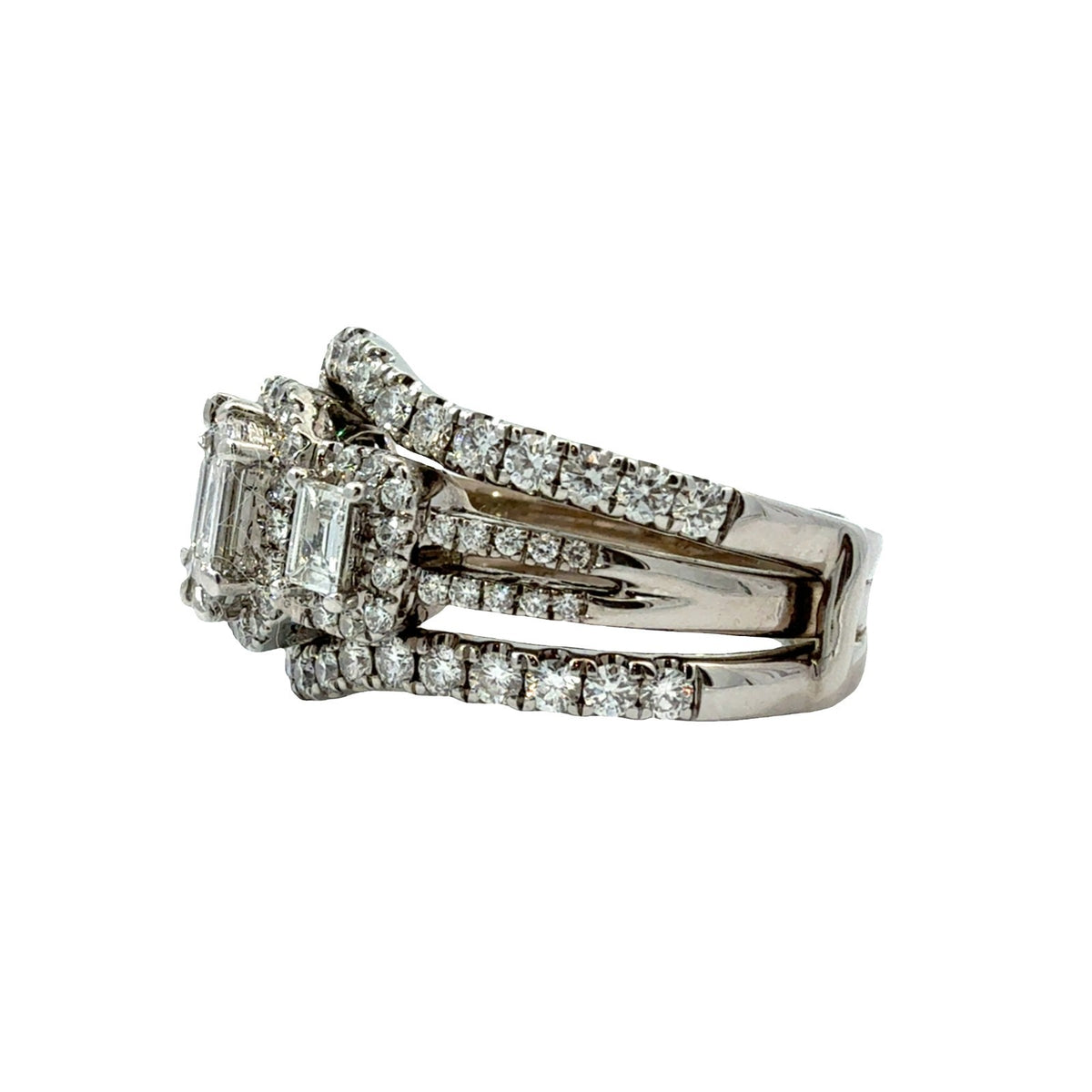 Estate 14k White Gold 2.13ctw Diamond Wedding Set Size 7.752