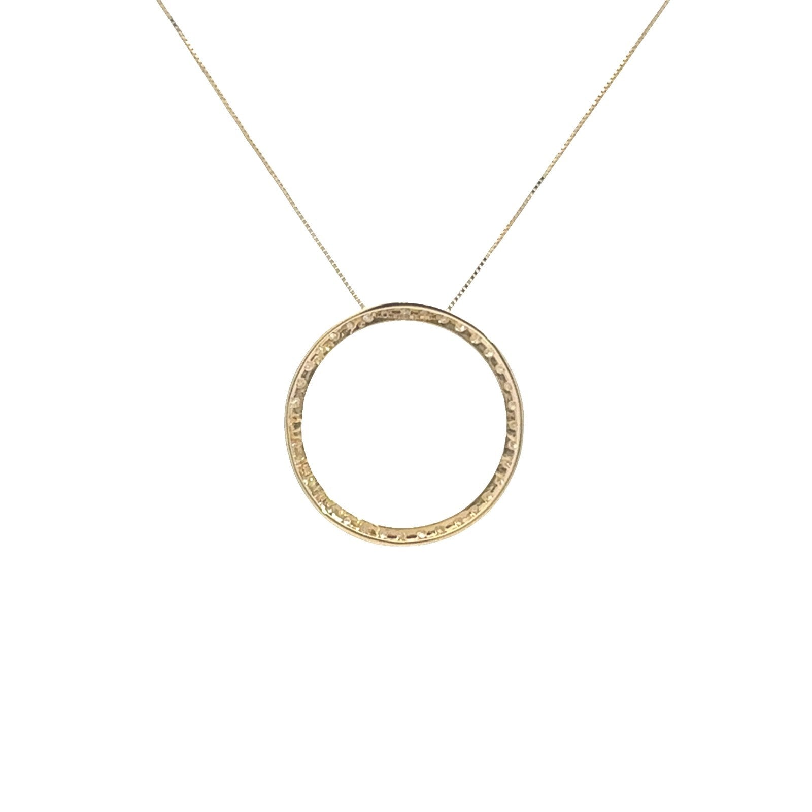 14k Yellow Gold 0.50ctw Diamond Circle Pendant Necklace2