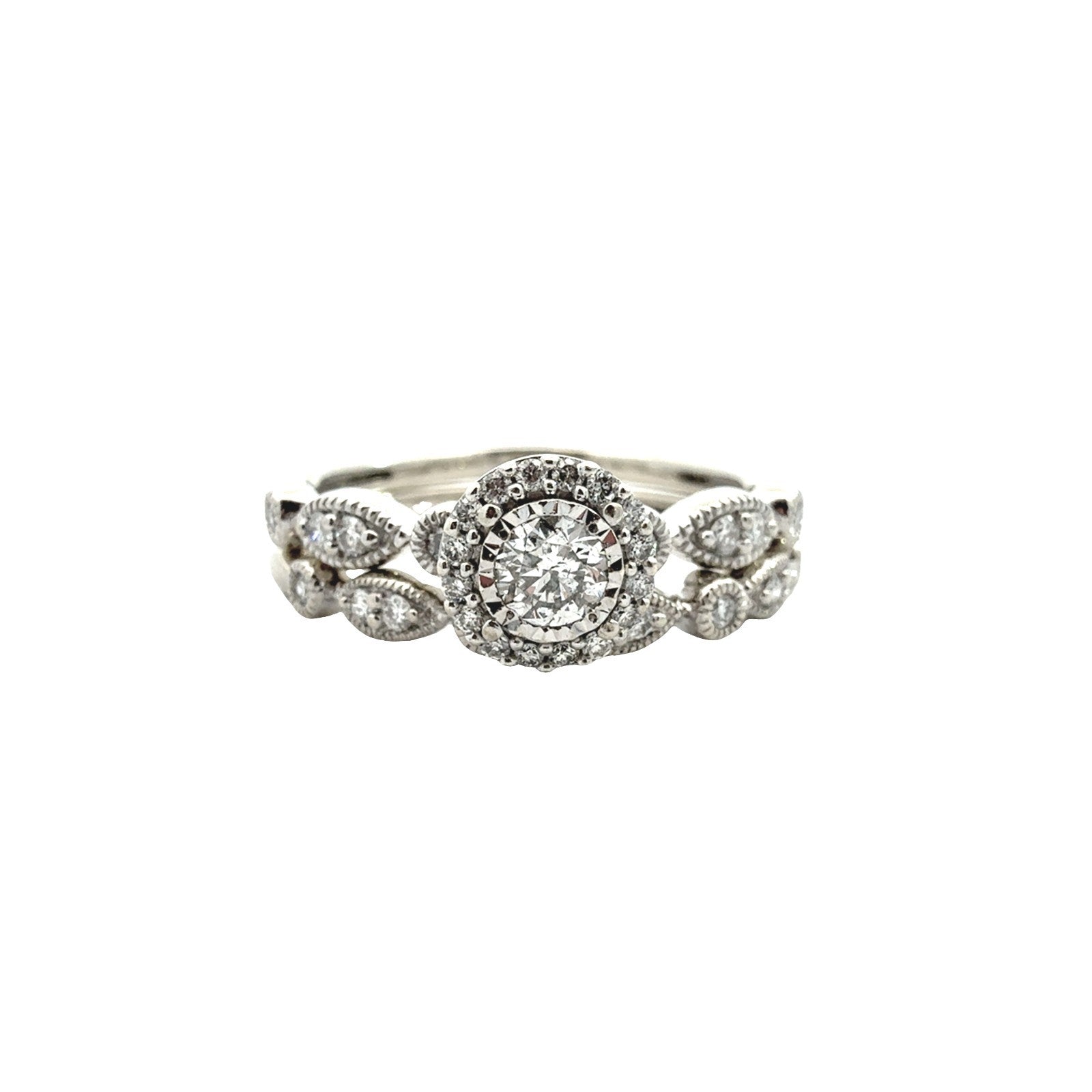 Vintage 10k White Gold 0.50cttw Diamond Wedding Set2