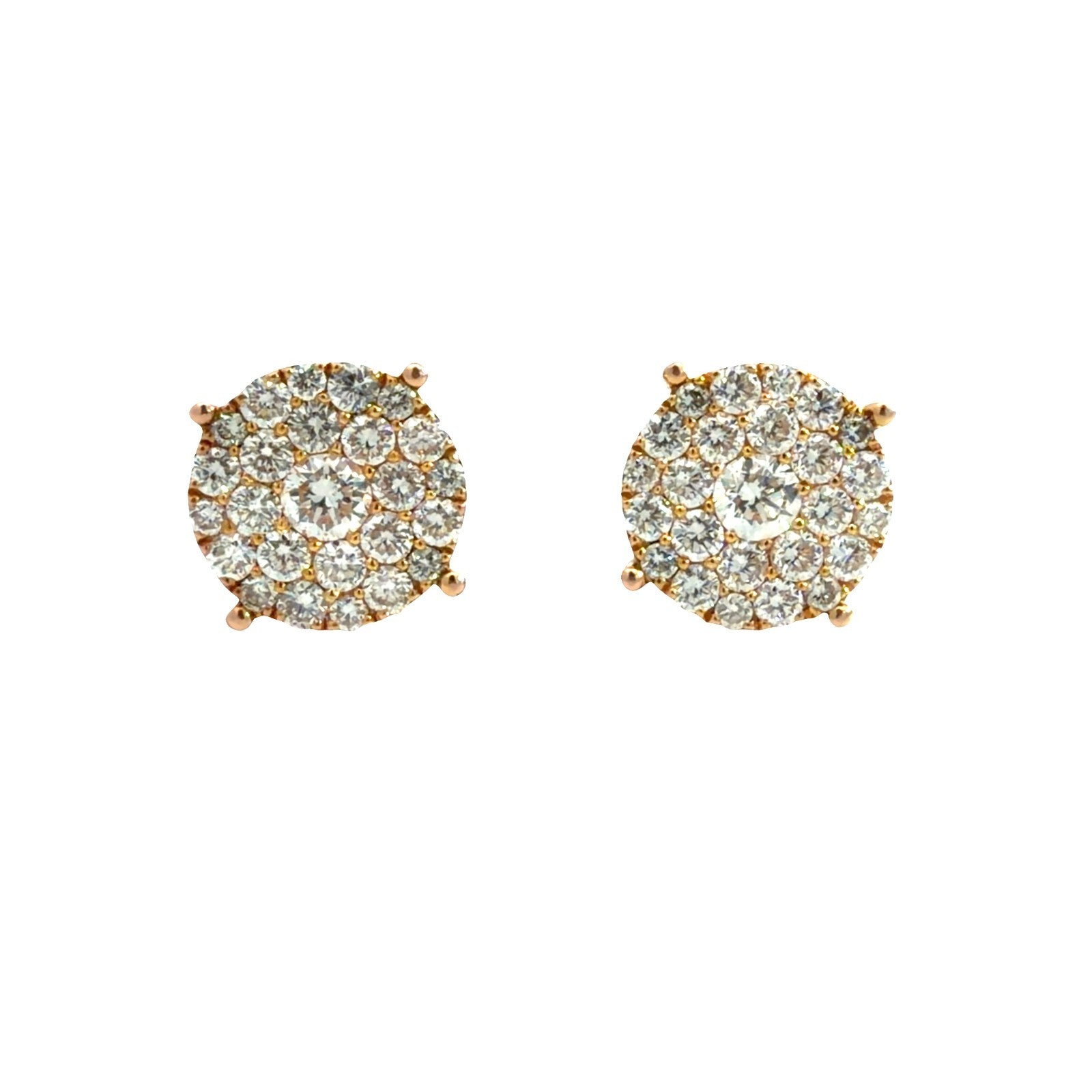 18k Yellow Gold 0.81ctw Diamond Cluster Stud Earrings0