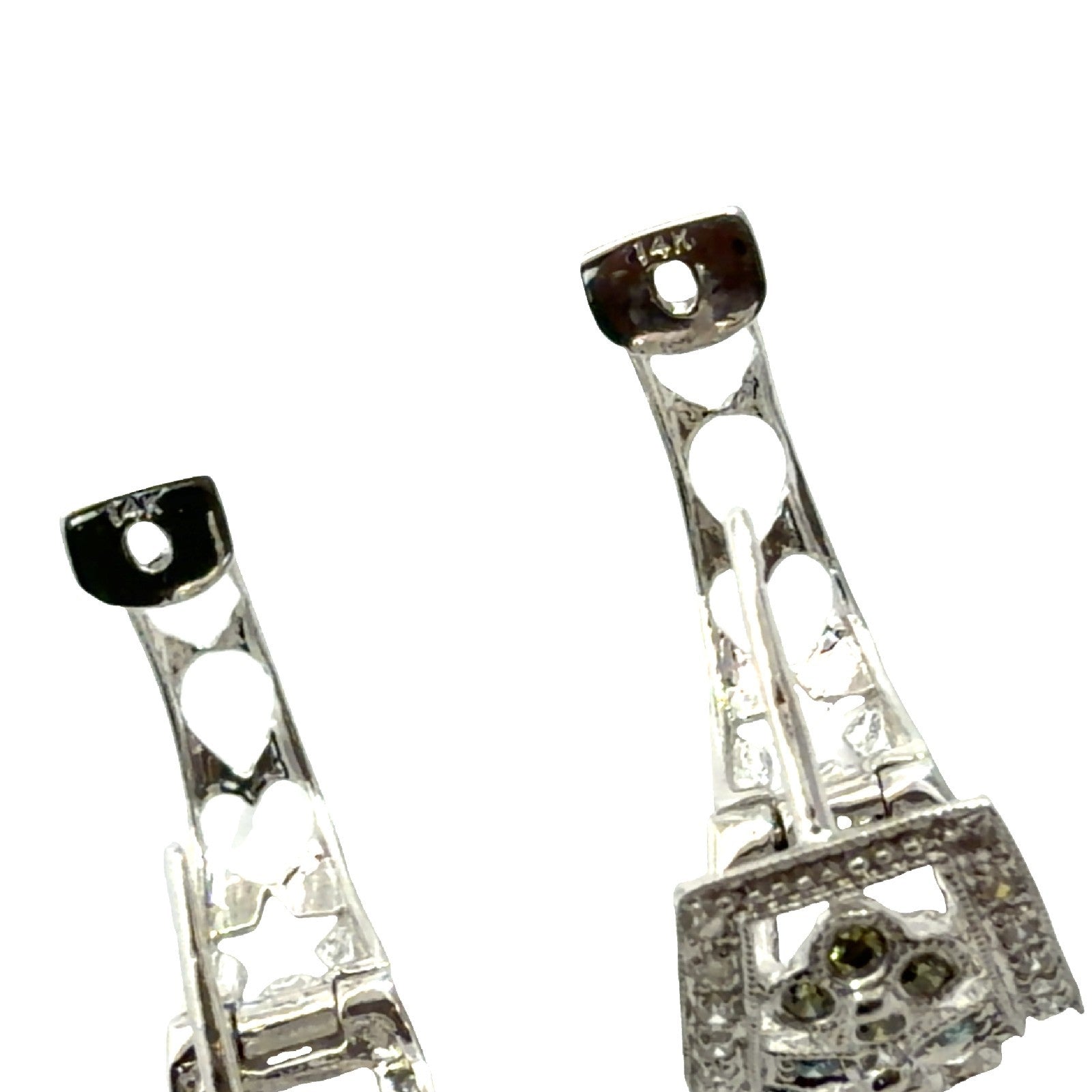 14k White Gold Multi-Color 0.82cttw Diamond Floral Openwork Hoop Earrings5