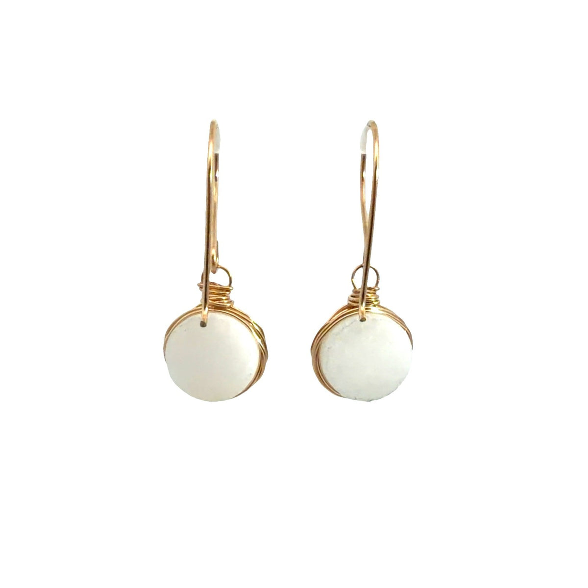 10k Yellow Gold Dangle Earrings with Round Quartz4