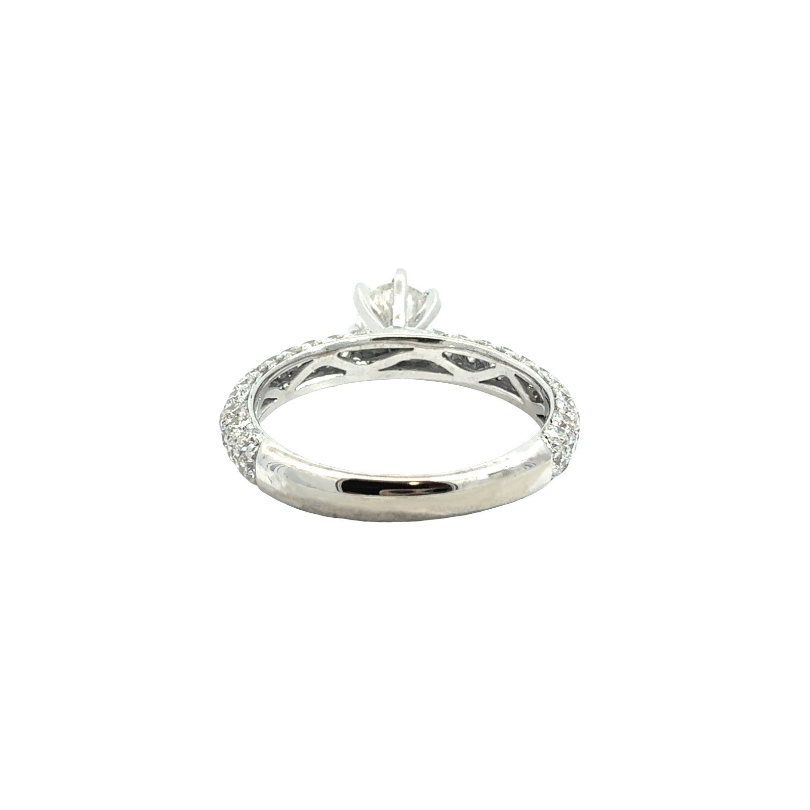 14k White Gold 1.99cttw(0.71tcw) Round Diamond Pavé Band Engagement Ring3