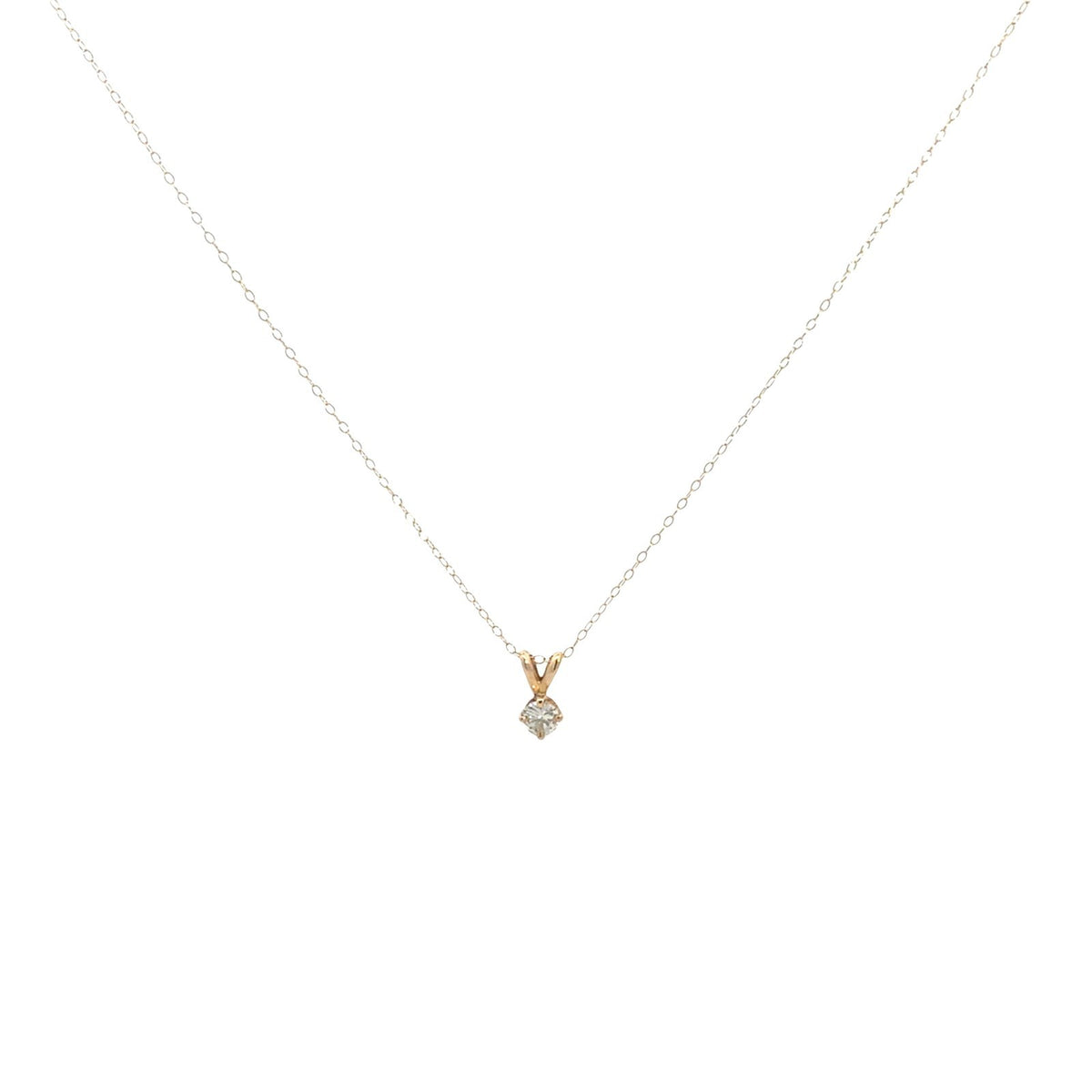 14k Yellow Gold 0.29tcw Diamond Round Solitaire Pendant Necklace0