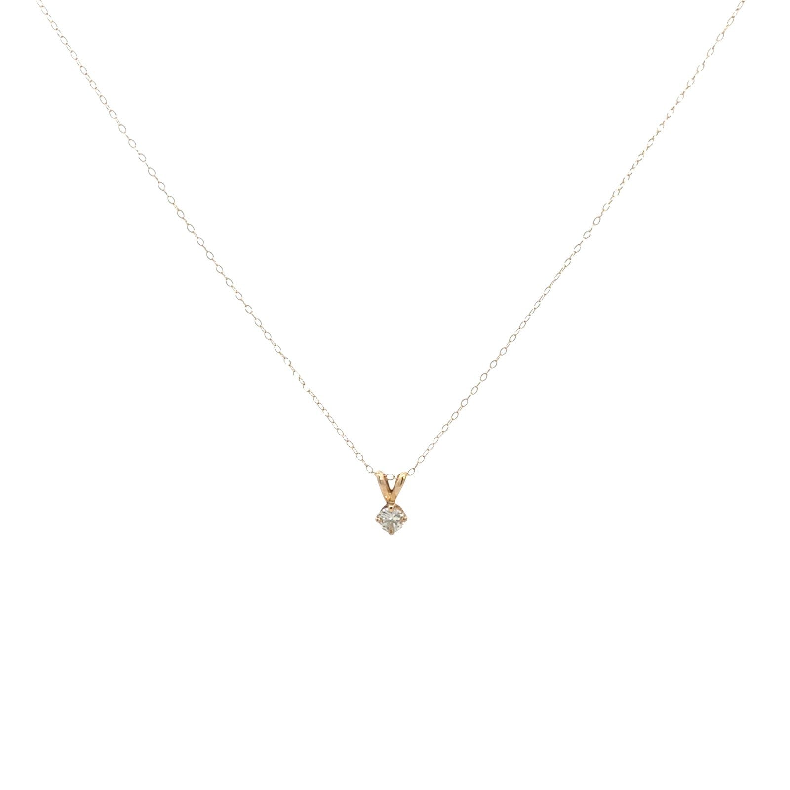 14k Yellow Gold 0.29tcw Diamond Round Solitaire Pendant Necklace1