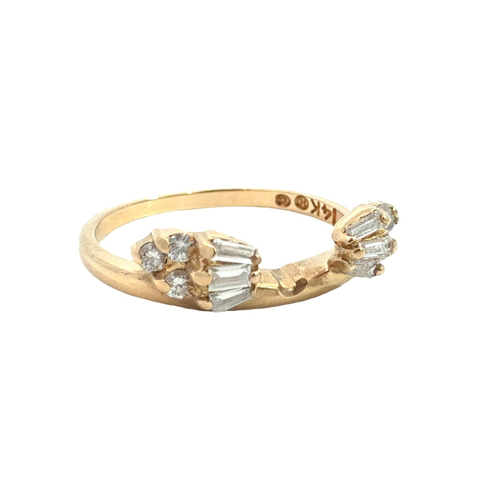 Vintage 14k YG 0.54ctw Marquise Diamond Engagement Ring & 0.28ctw Enhancer Band7