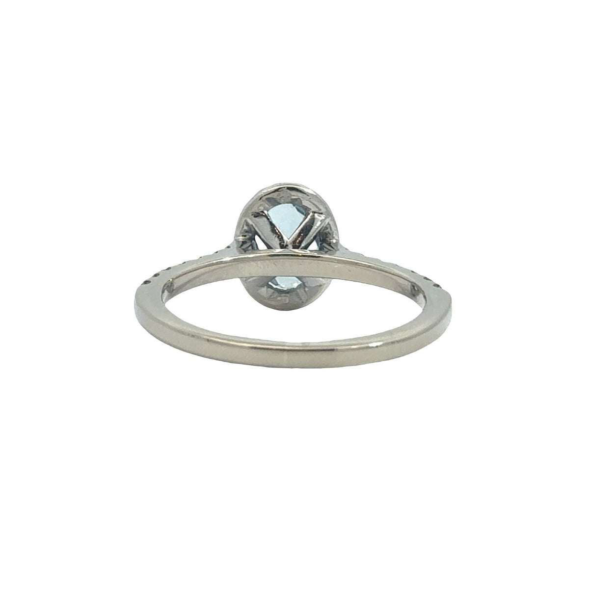 14k White Gold Stamped 0.31ctw Diamond & 0.61ctw Oval Aquamarine Ring3