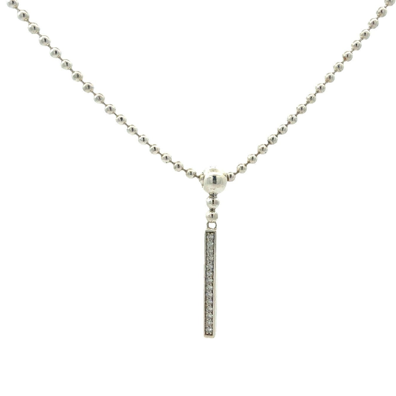 LAGOS Sterling Silver 0.19ctw Diamond Caviar Spark Linear Pendant Necklace 18"0
