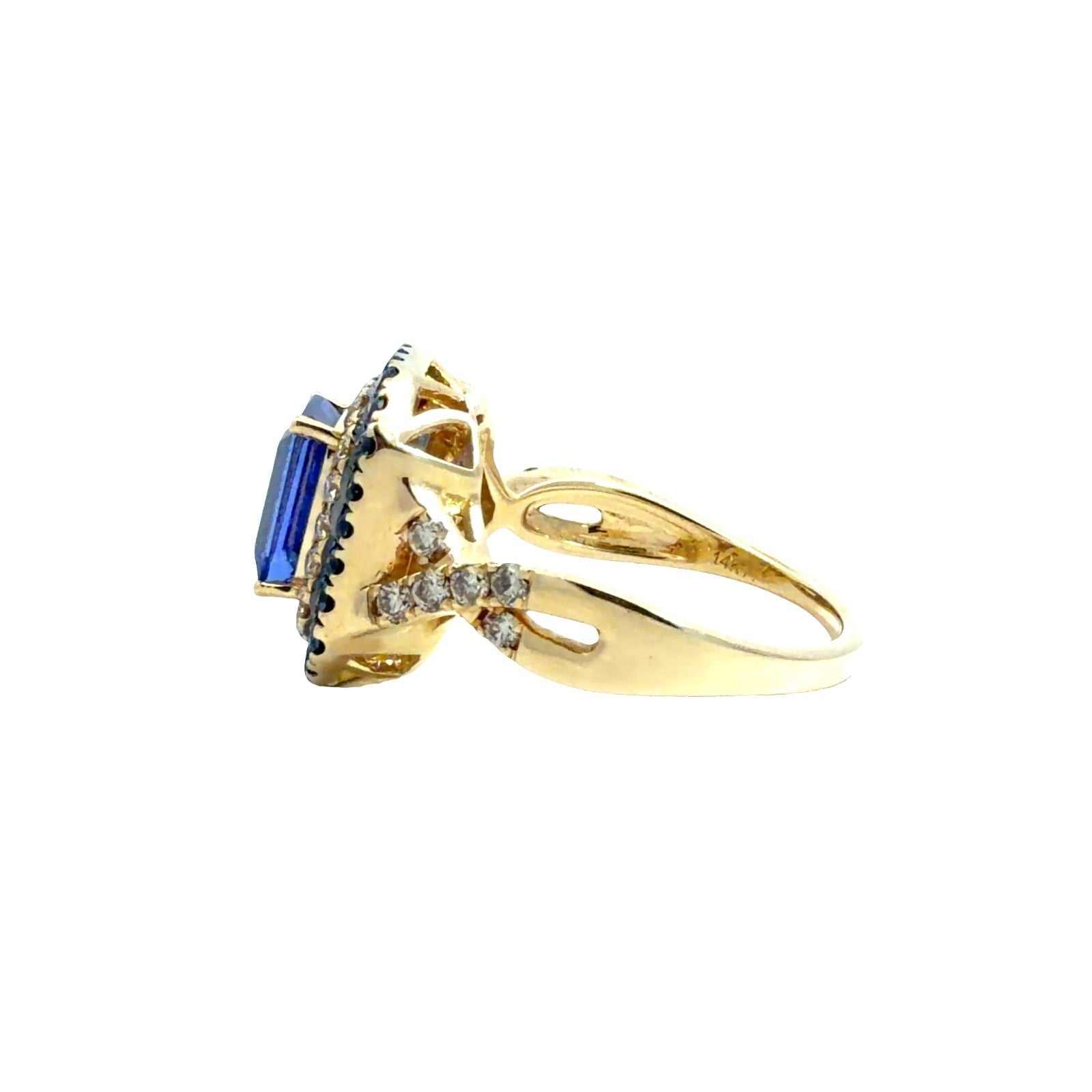 Le Vian 14k Yellow Gold Sapphire Diamond & 1.58tcw Emerald Cut Tanzanite Ring0