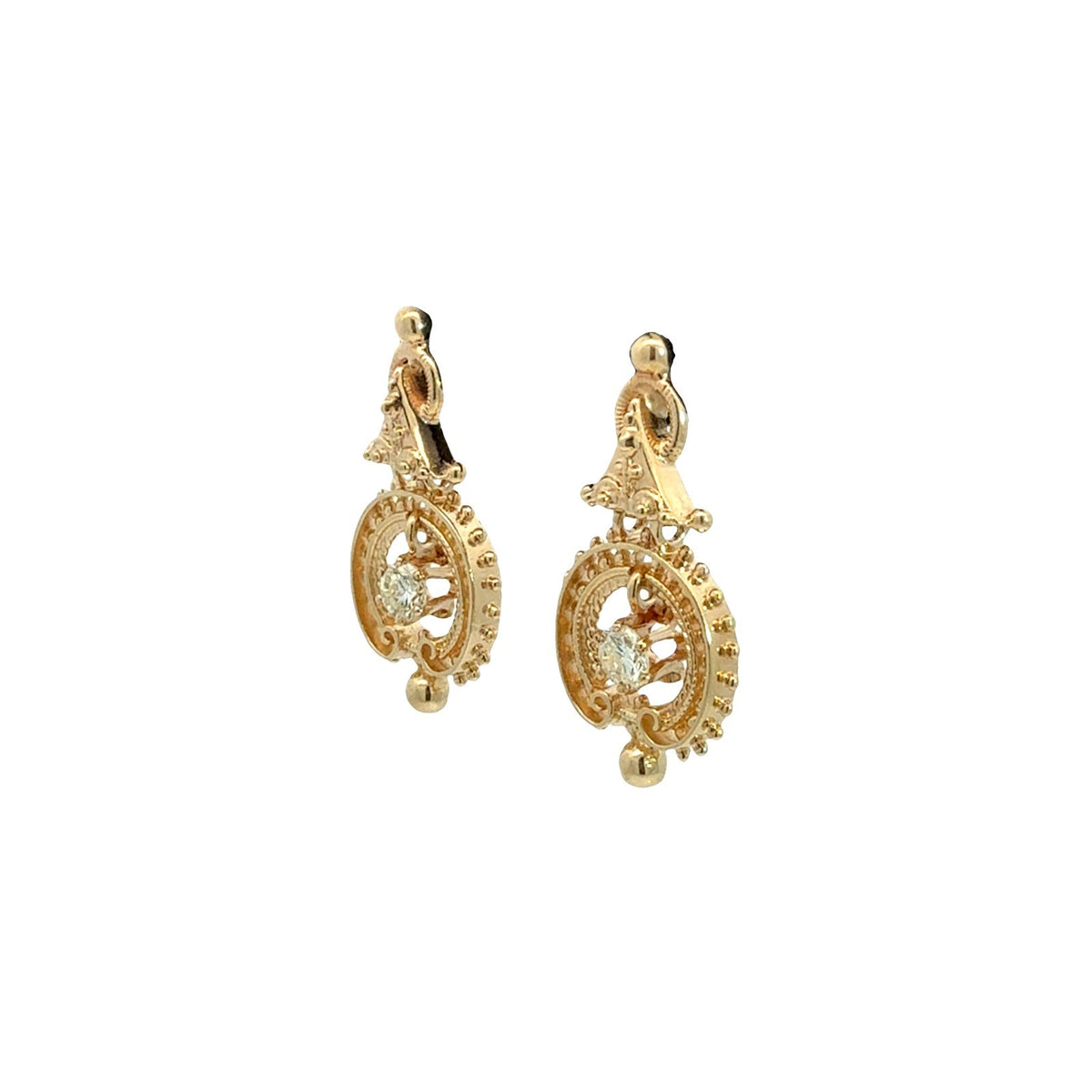 Vintage 14k Yellow Gold Stamped 0.30cttw Diamond Drop Earrings1