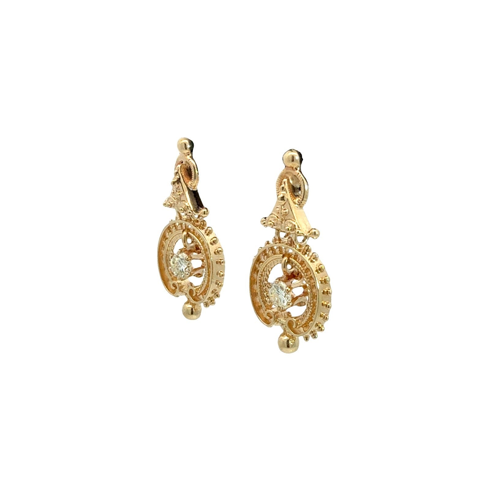 Vintage 14k Yellow Gold Stamped 0.30cttw Diamond Drop Earrings1