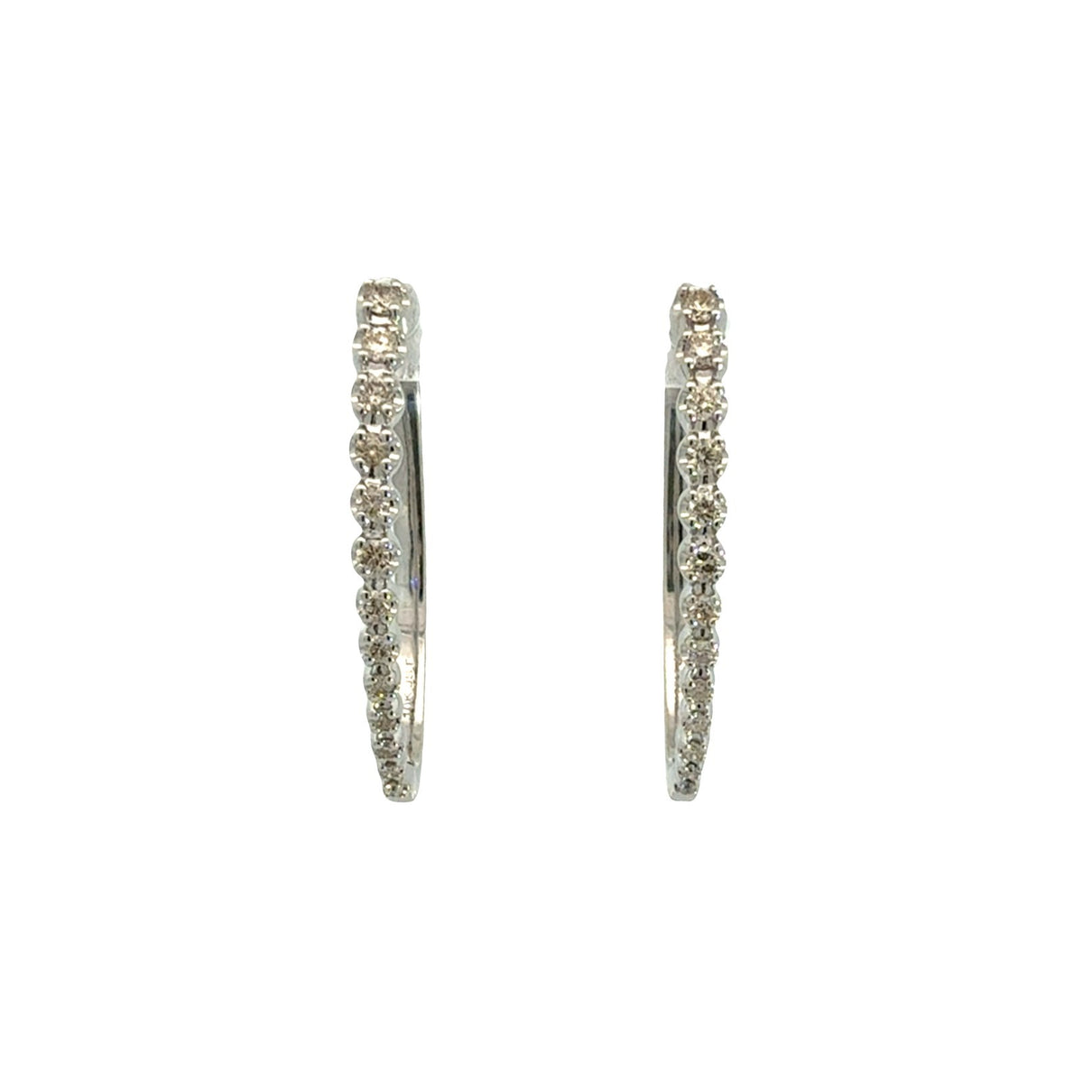 10k White Gold 0.53cttw Diamond Elongated Hoop Earrings1