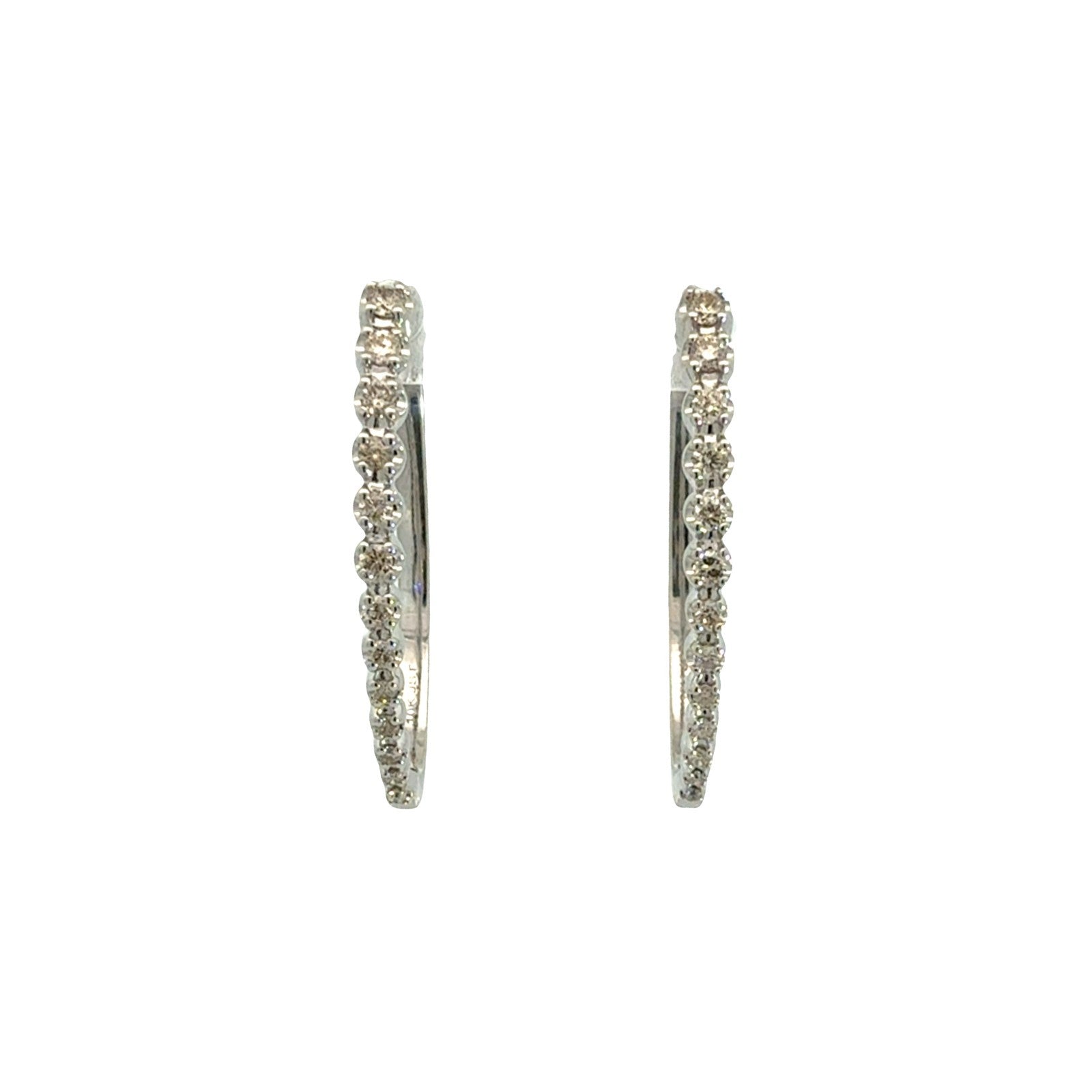 10k White Gold 0.53cttw Diamond Elongated Hoop Earrings1