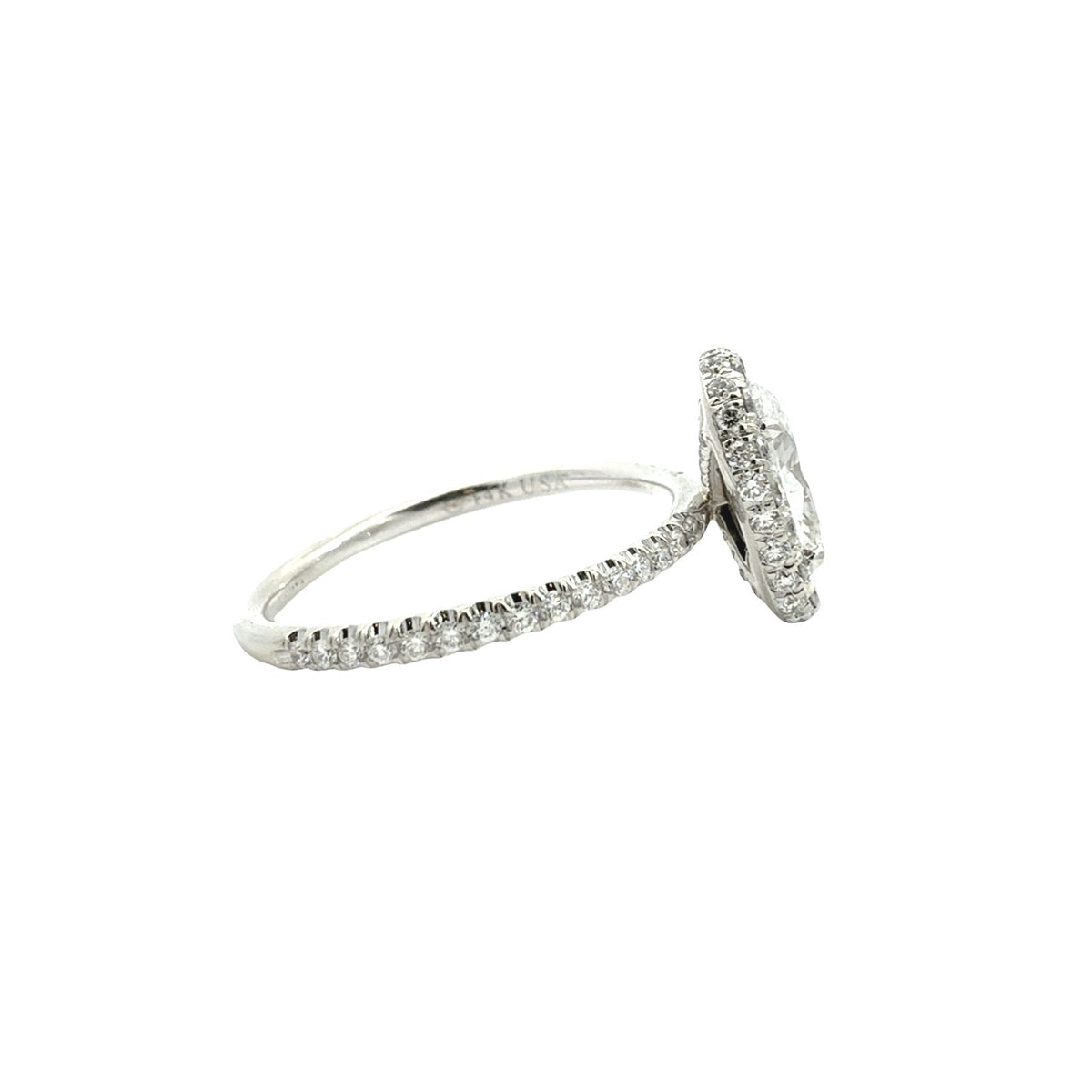 14k White Gold 2.04cttw Oval Halo Diamond Engagement Ring and Band Bridal Set 4