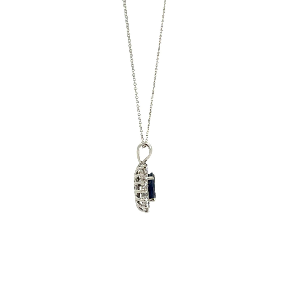 Effy 14k White Gold 1.88tcw Sapphire & 0.44cttw Diamond Halo Pendant & Necklace2