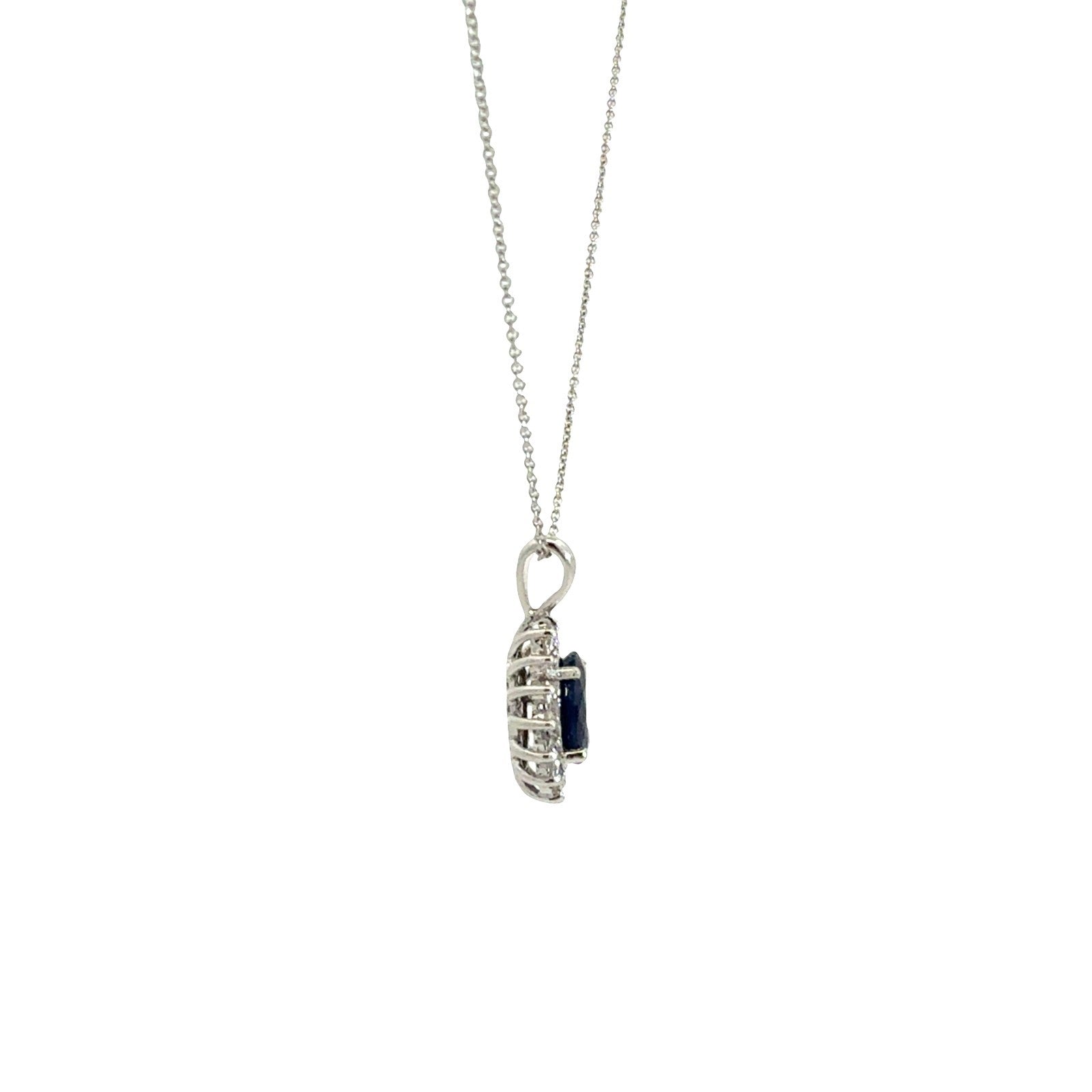 Effy 14k White Gold 1.88tcw Sapphire & 0.44cttw Diamond Halo Pendant & Necklace2