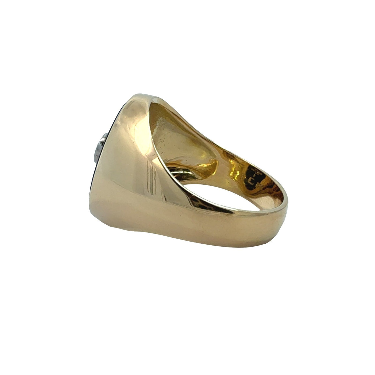 18k Yellow Gold Black Inlay & 0.17ctw Diamond Signet Ring Size 9.752