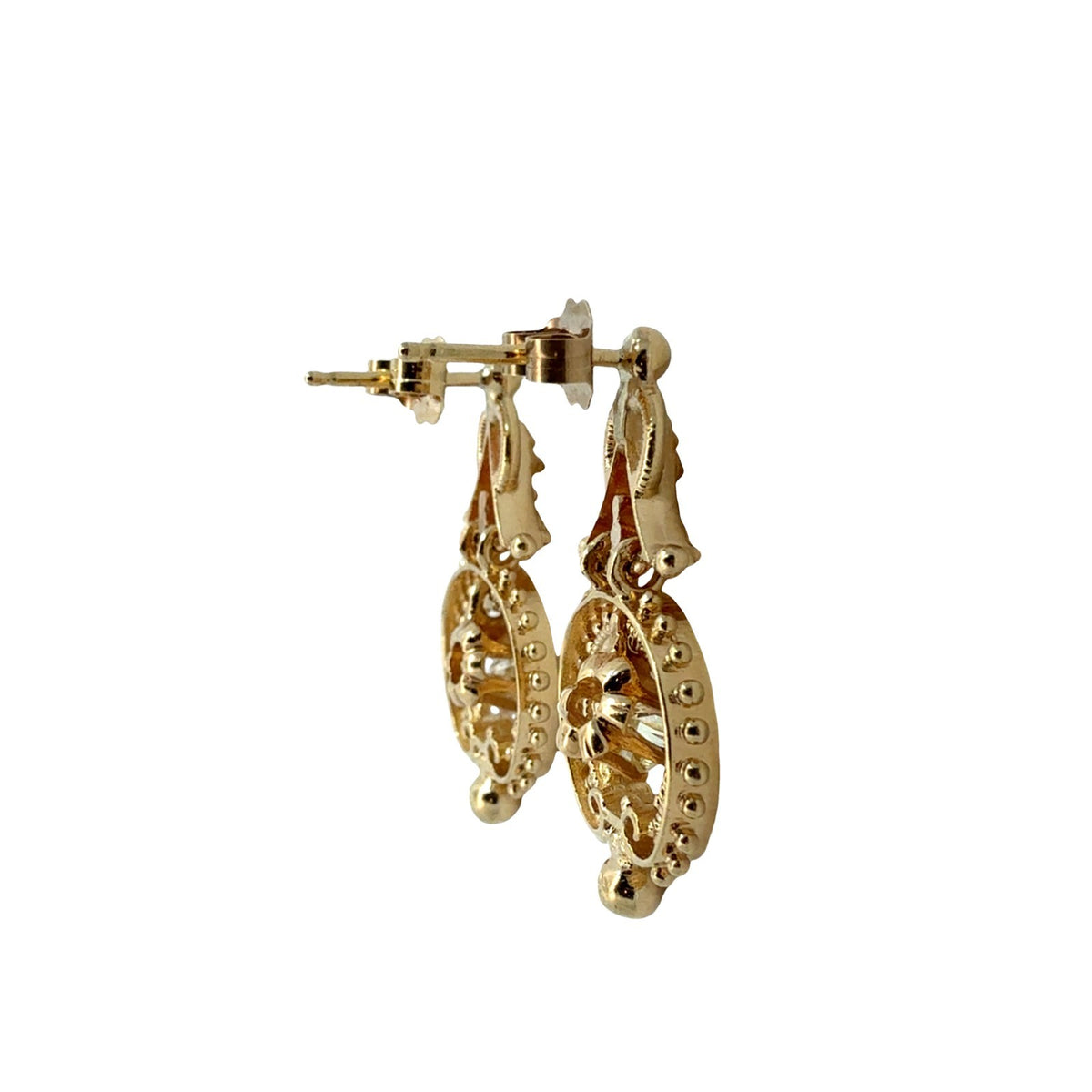 Vintage 14k Yellow Gold Stamped 0.30cttw Diamond Drop Earrings4