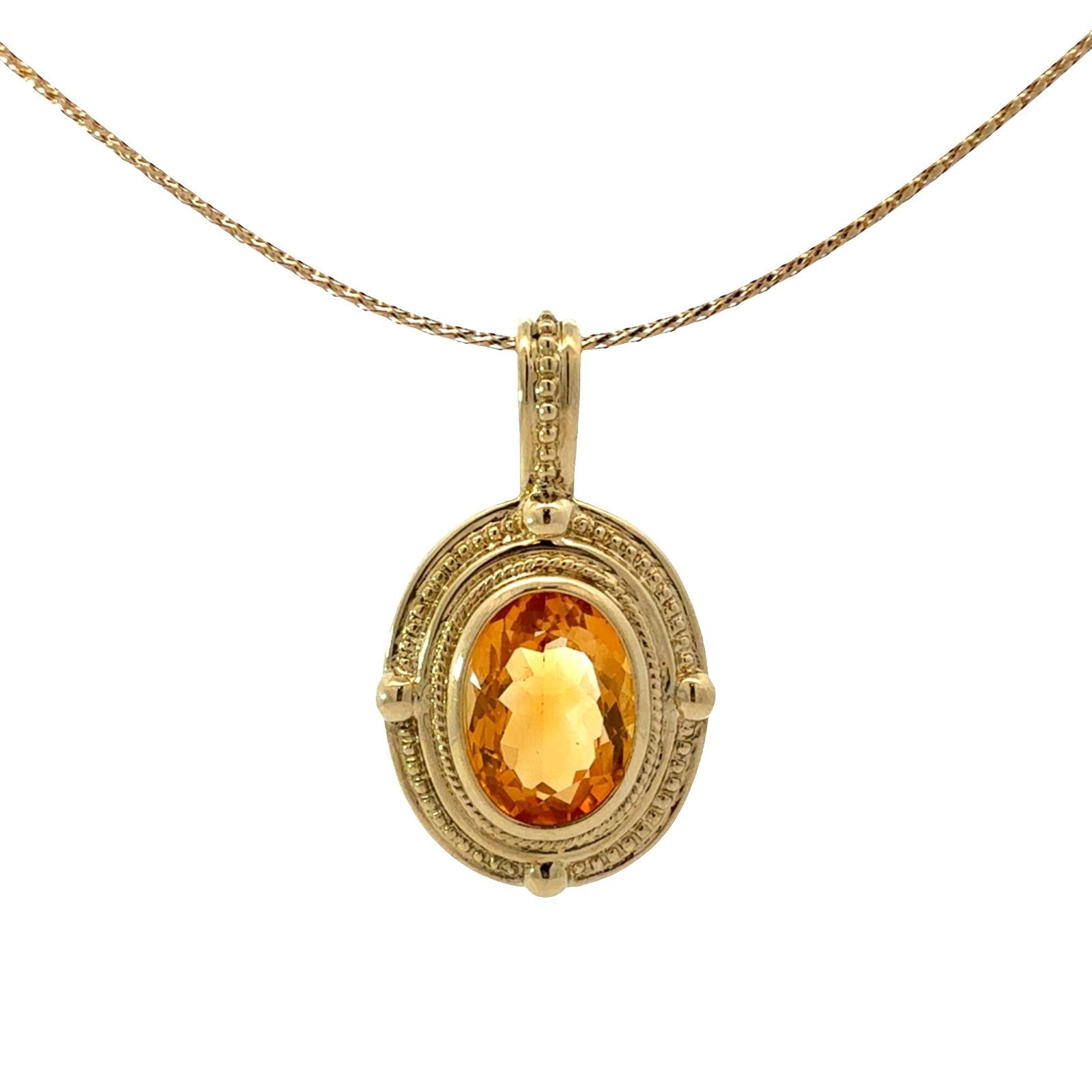Vintage 14k Yellow Gold Necklace with 7.58ctw Citrine0