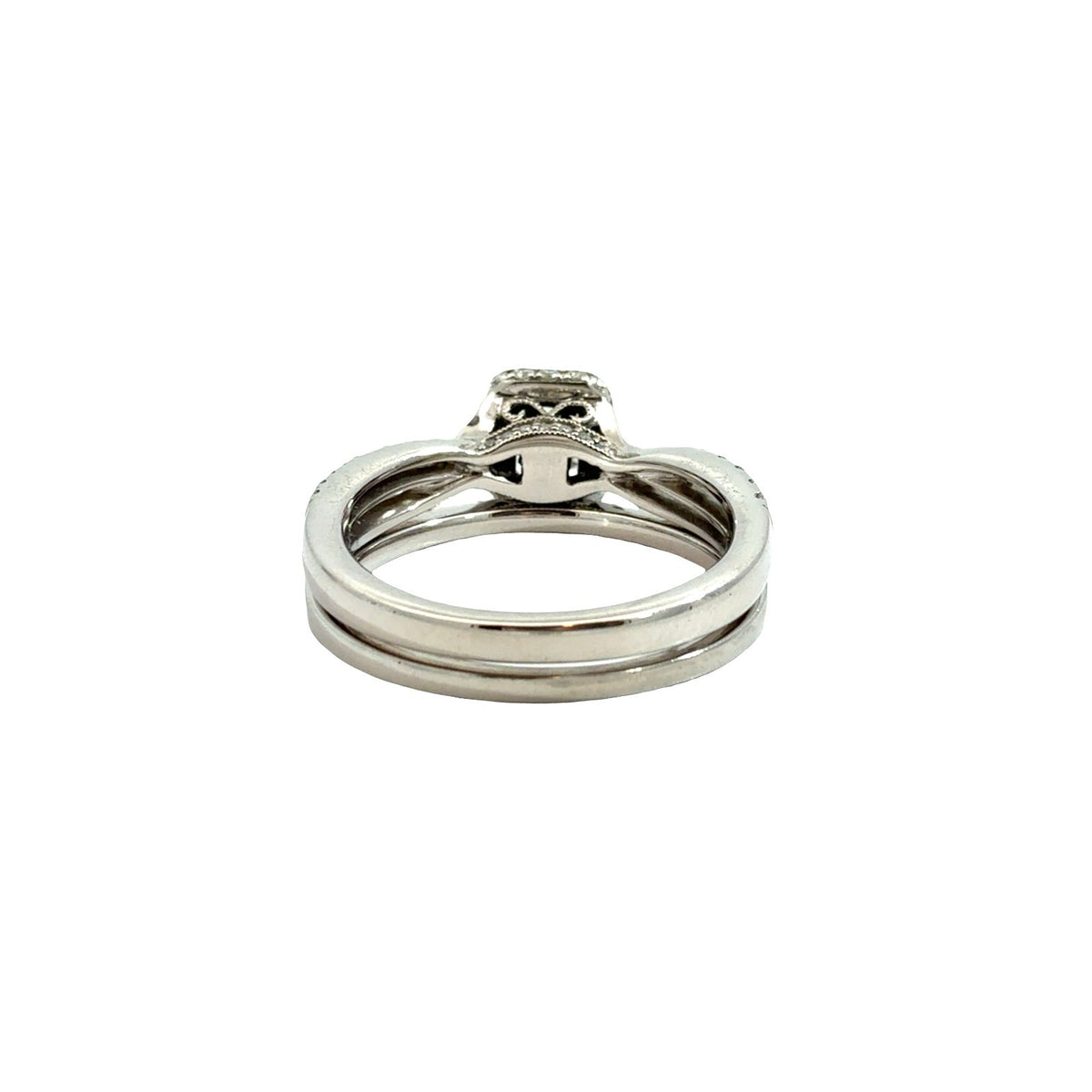 Neil Lane 14k White Gold 1.37cttw Radiant Diamond Halo Engagement Ring & AM Band3