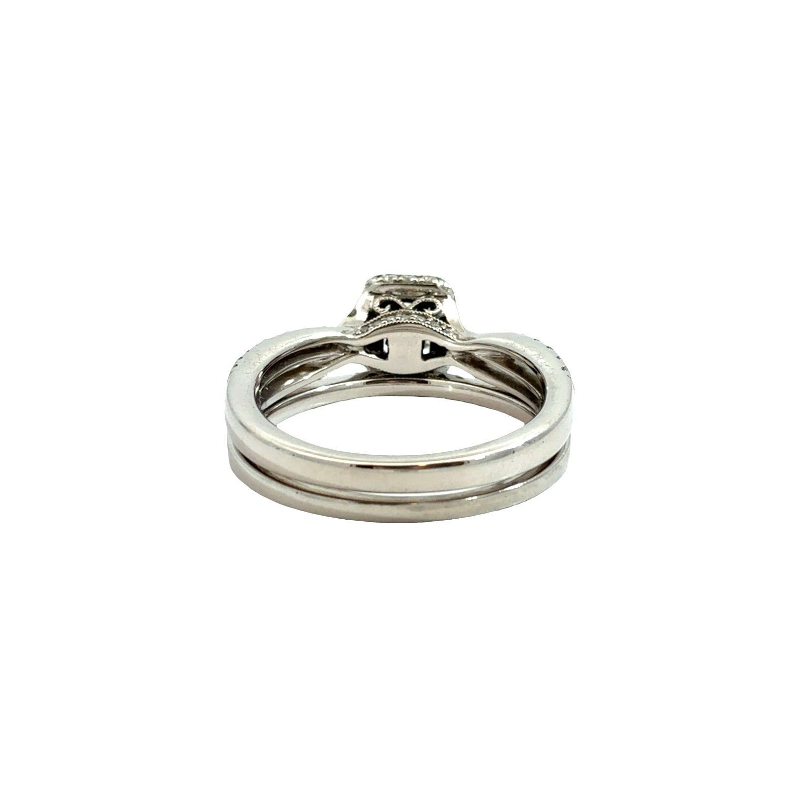 Neil Lane 14k White Gold 1.37cttw Radiant Diamond Halo Engagement Ring & AM Band3