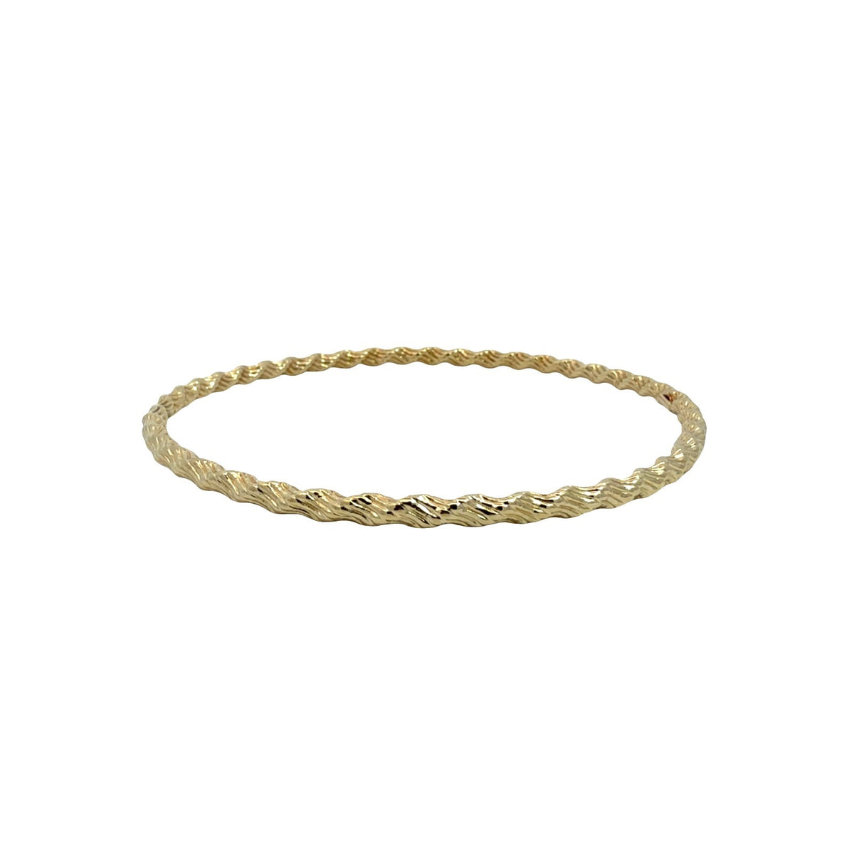 14k Yellow Gold Textured Twisted Bangle Bracelet2