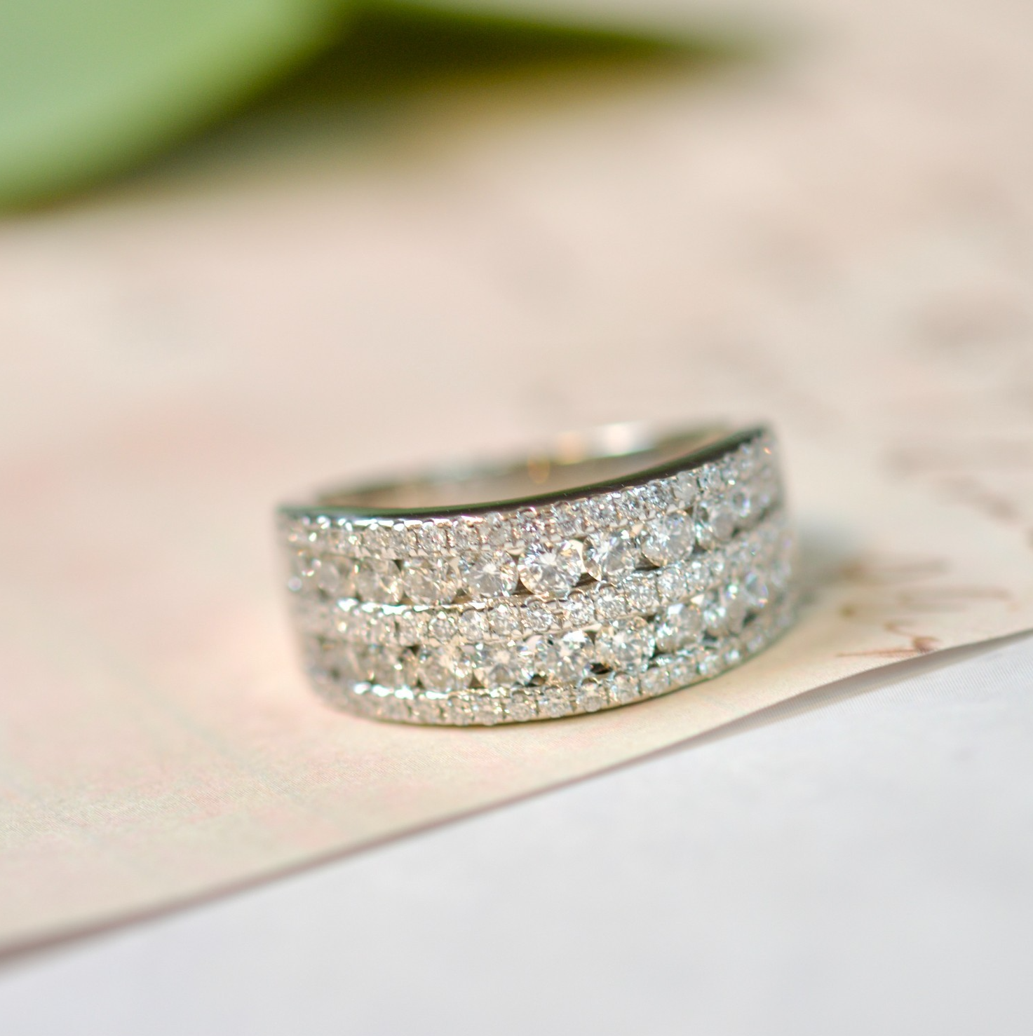 14k White Gold Five-Row 1.55cttw Diamond Band Ring0