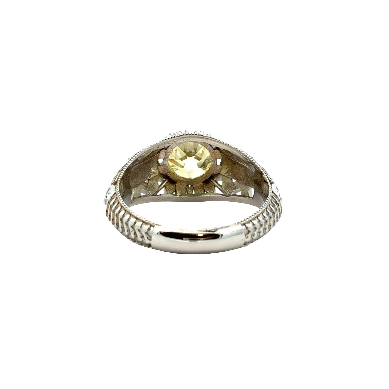 NEW 18k White Gold Filigree 1.75tcw Yellow Diamond Euro Cut Engagement Ring3