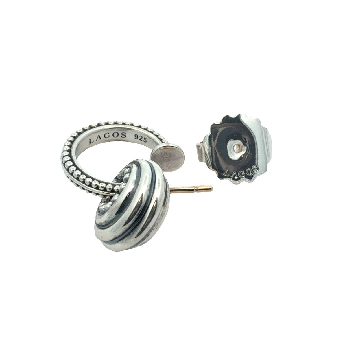 Lagos Sterling Silver Caviar Fluted Disc Hoop Earrings5