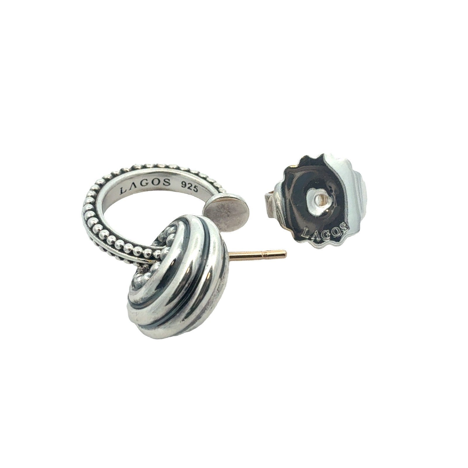 Lagos Sterling Silver Caviar Fluted Disc Hoop Earrings5