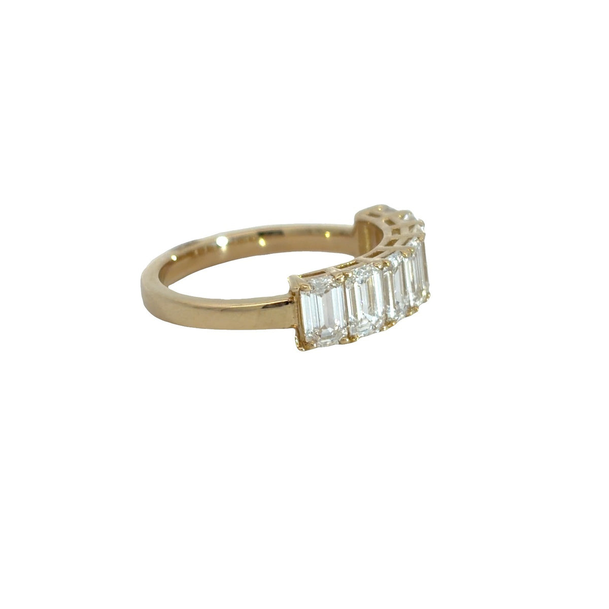 14K Yellow Gold Lab Created 2.10cttw Emerald Cut Diamond Wedding Band Ring4