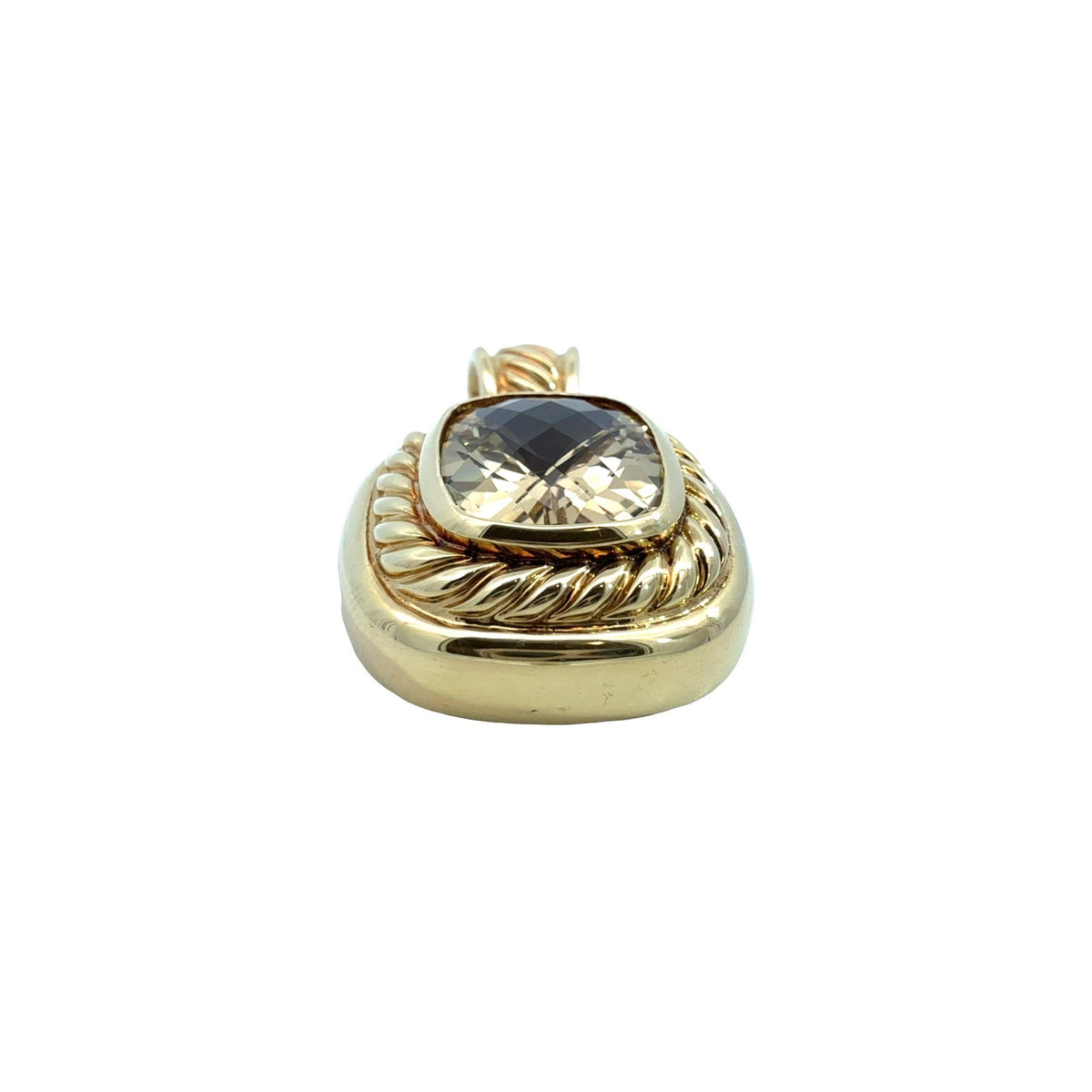 David Yurman 18k Yellow Gold Cushion-Cut 6.03tcw Citrine Enhancer Pendant1