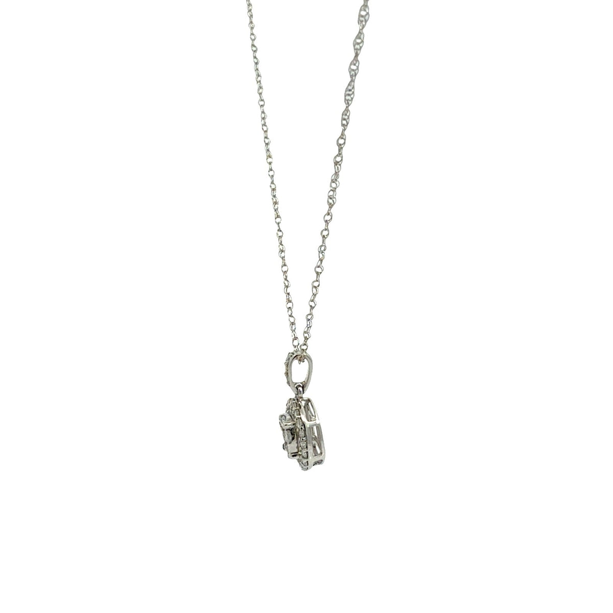 14k White Gold 0.52cttw Diamond Cluster Halo Pendant Necklace3