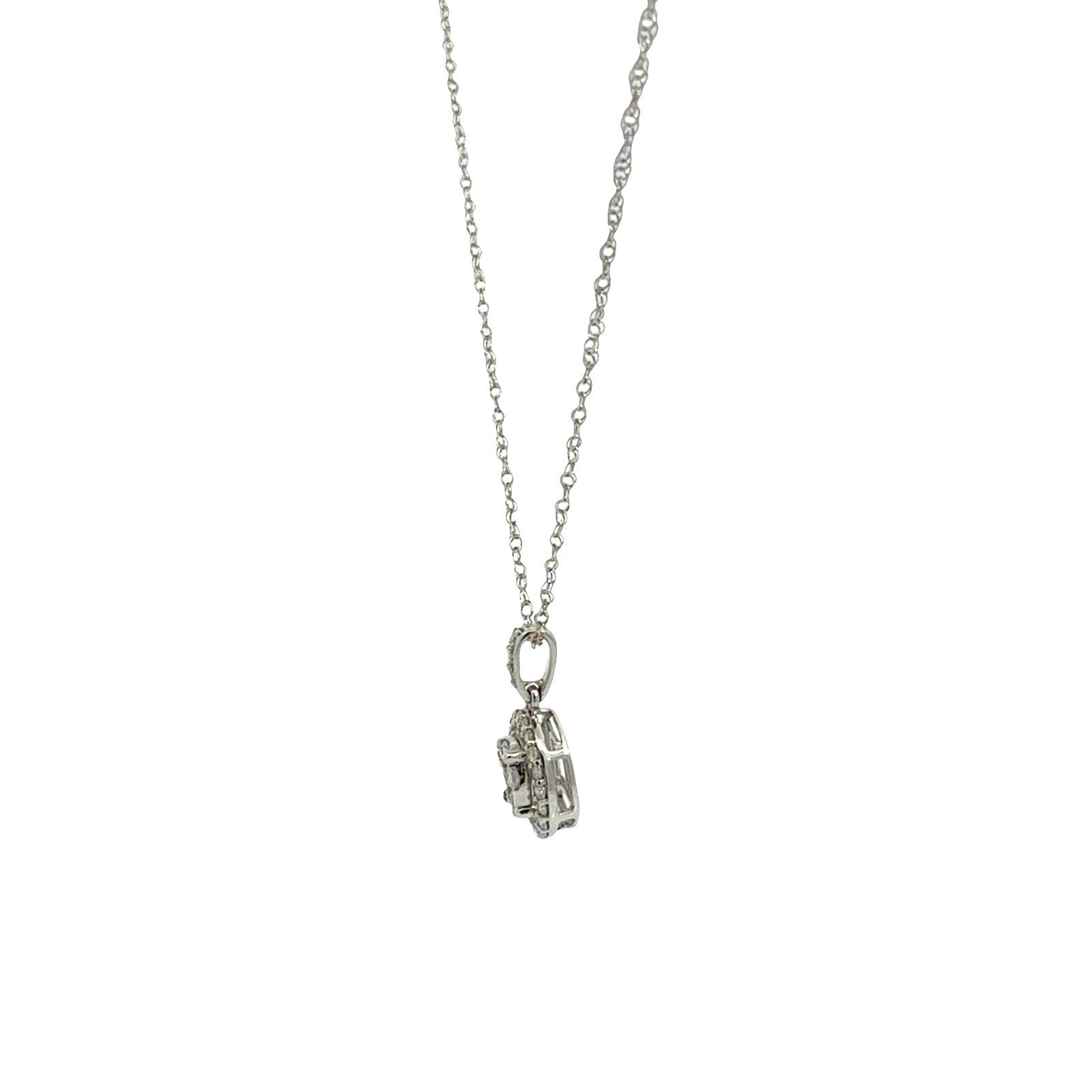 14k White Gold 0.52cttw Diamond Cluster Halo Pendant Necklace3